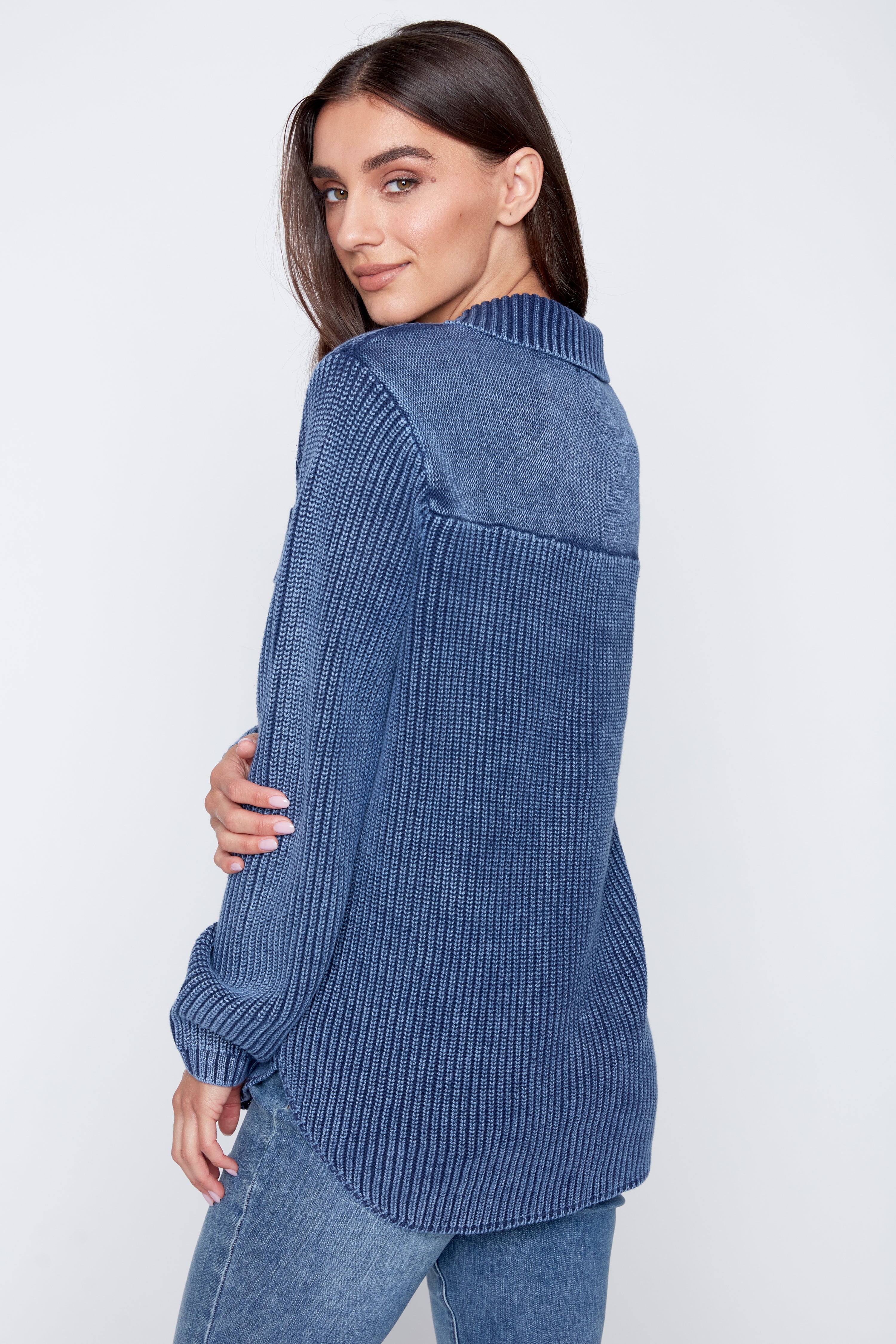 Button front cotton shacket