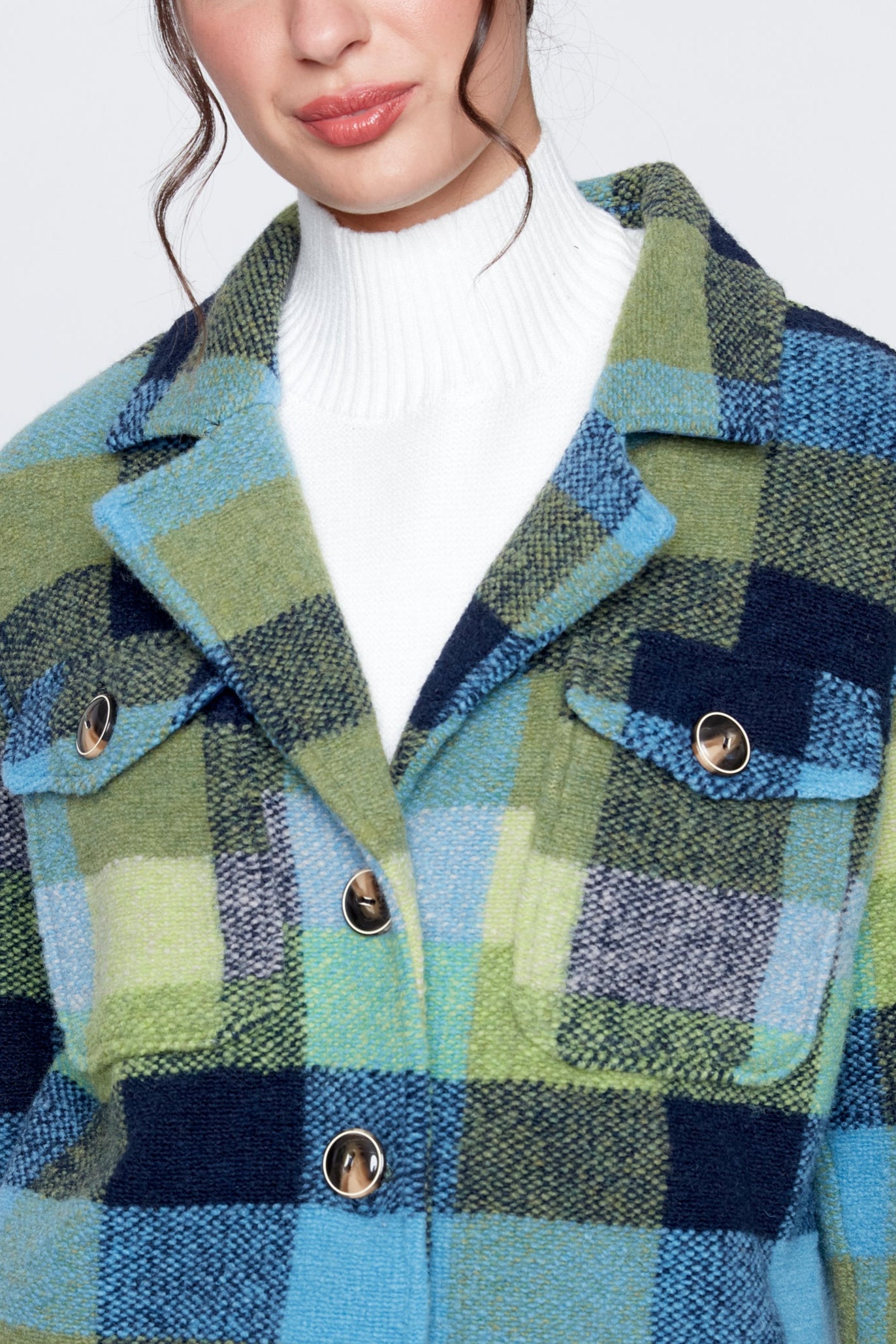 Plaid knit jacket