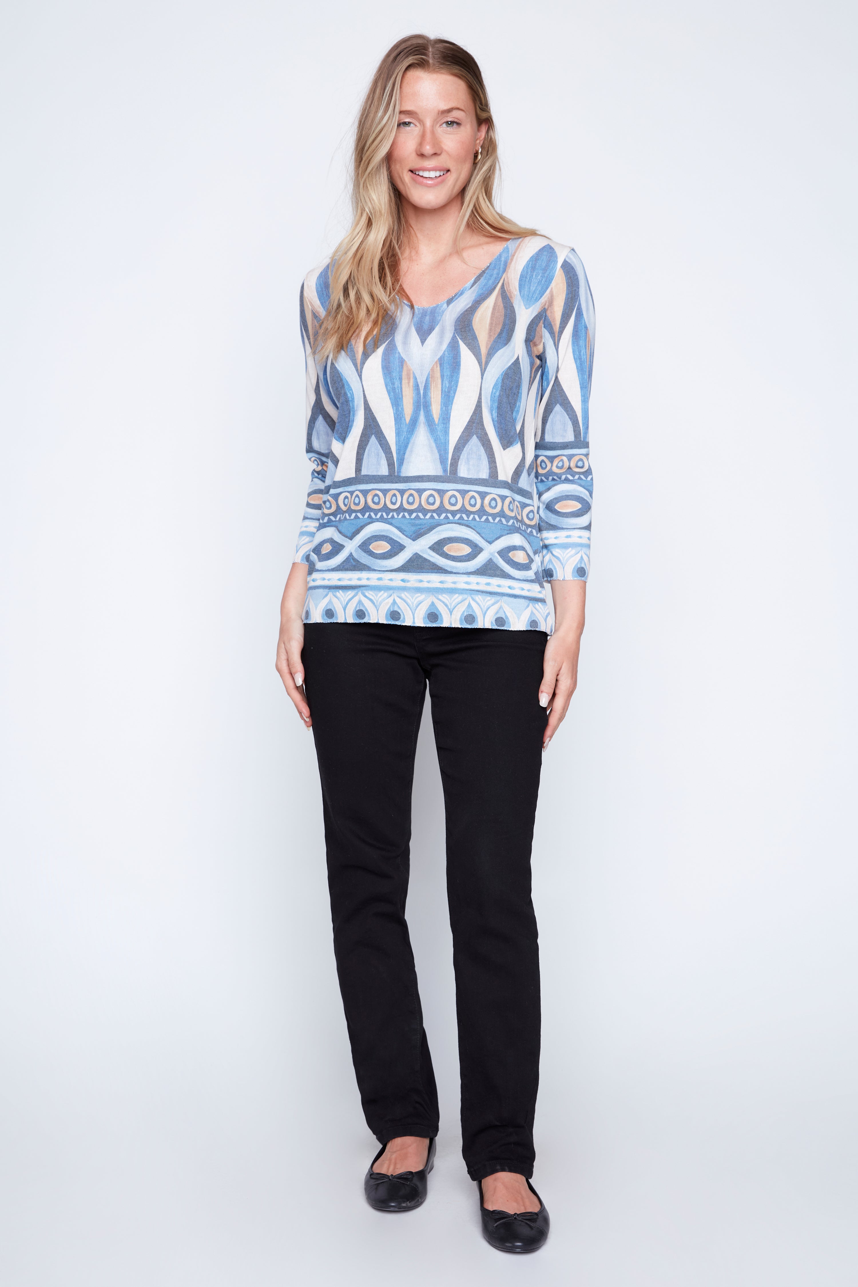 Abstract border print top
