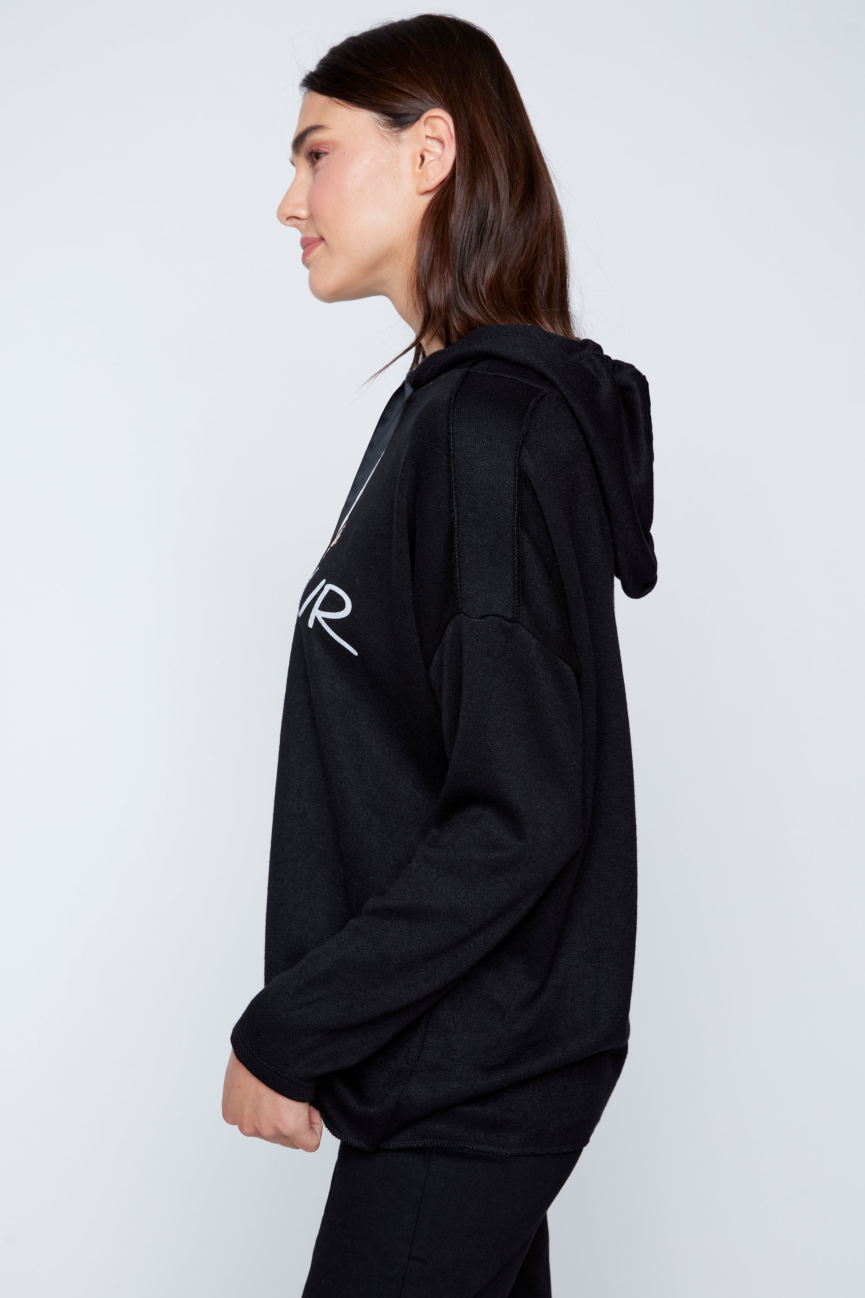 Amore print hooded top