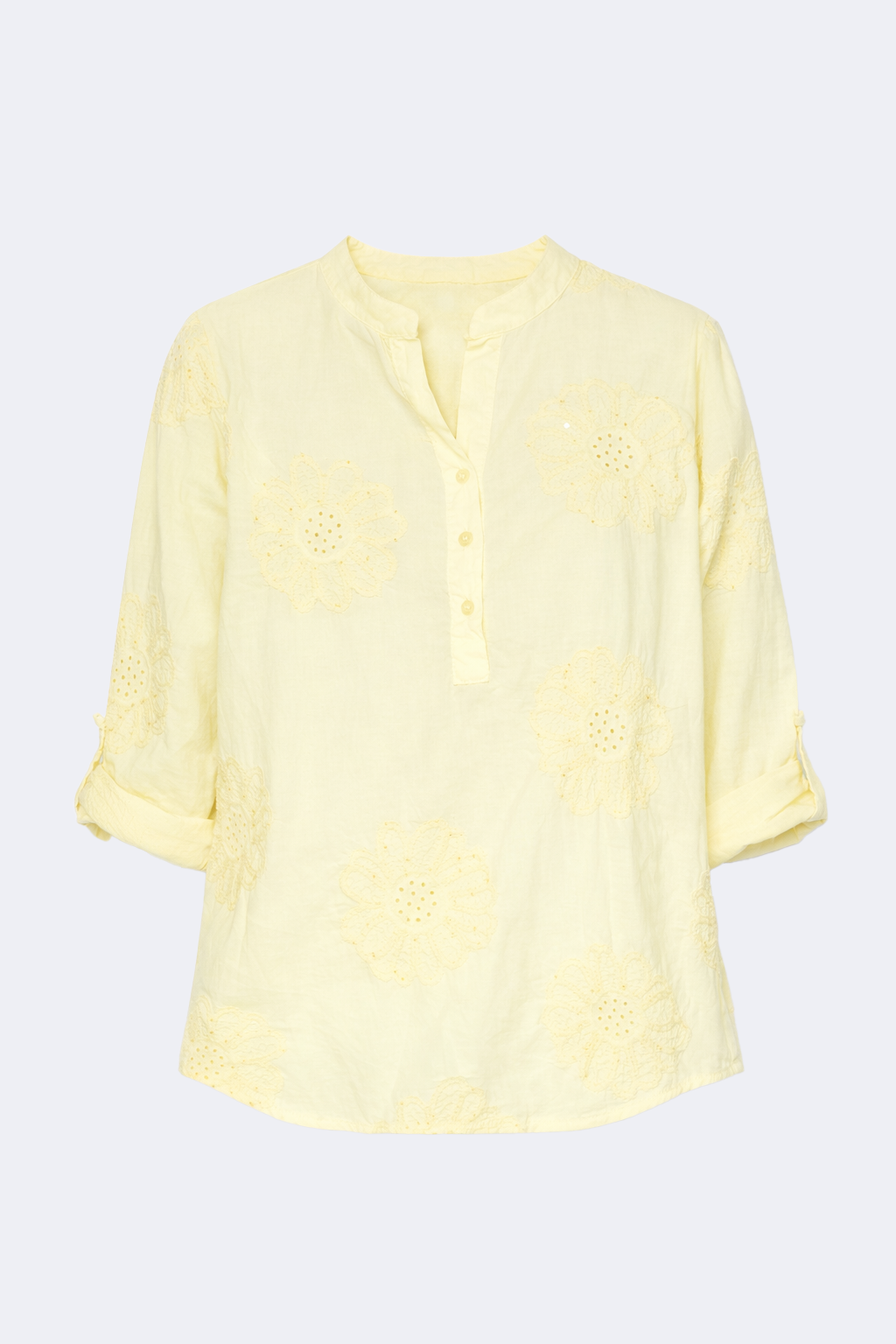 La blouse jaune en coton brodé
