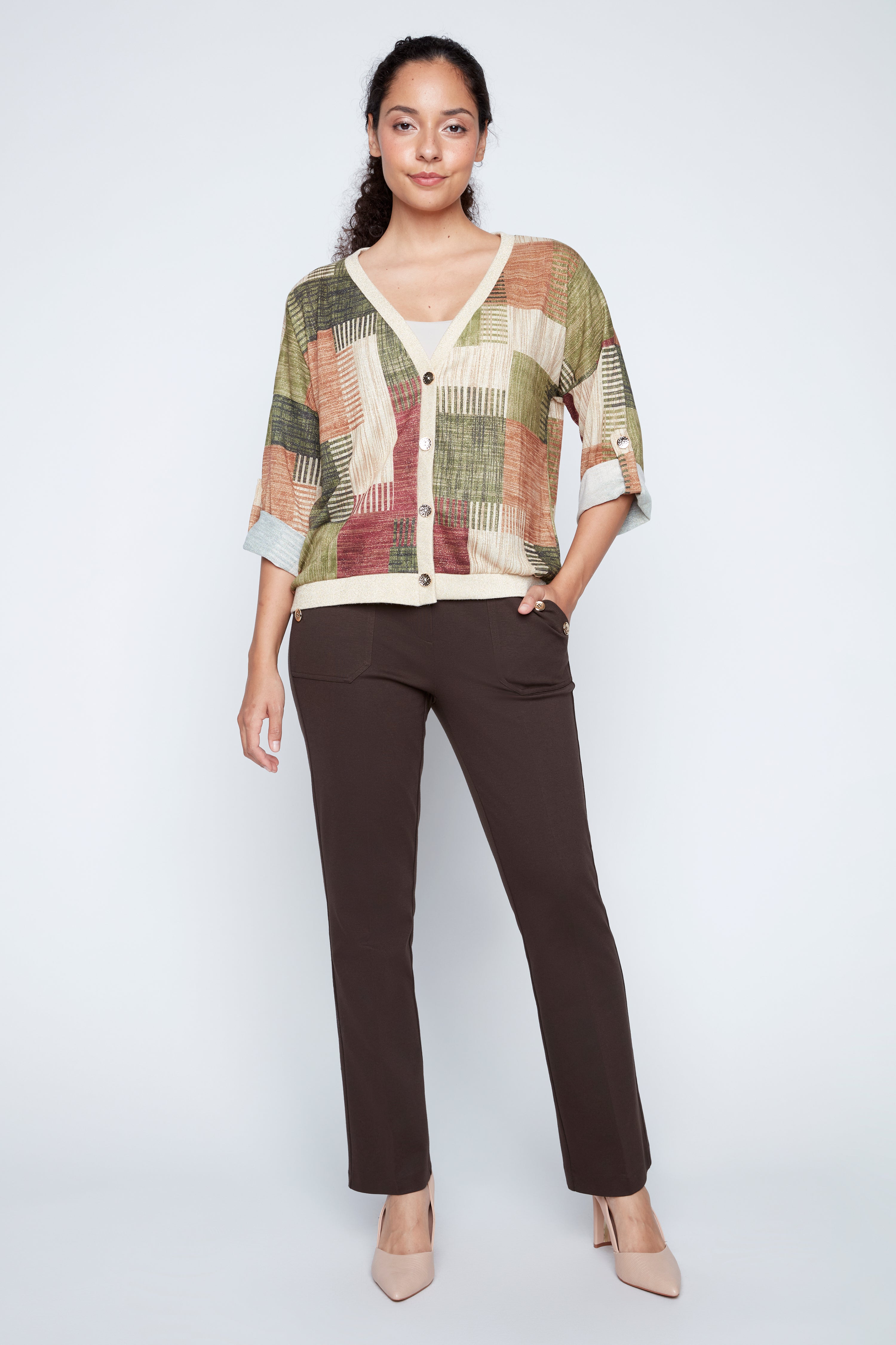 Lurex patchwork cardigan