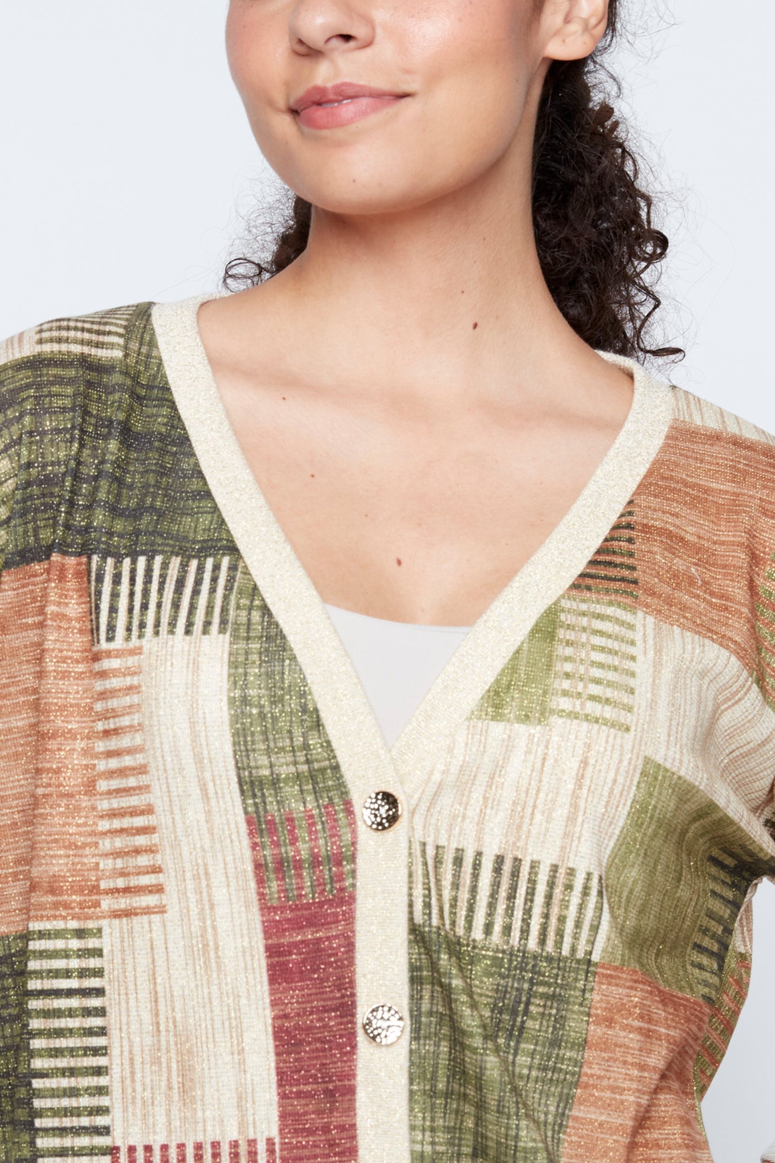 Le cardigan patchwork en lurex