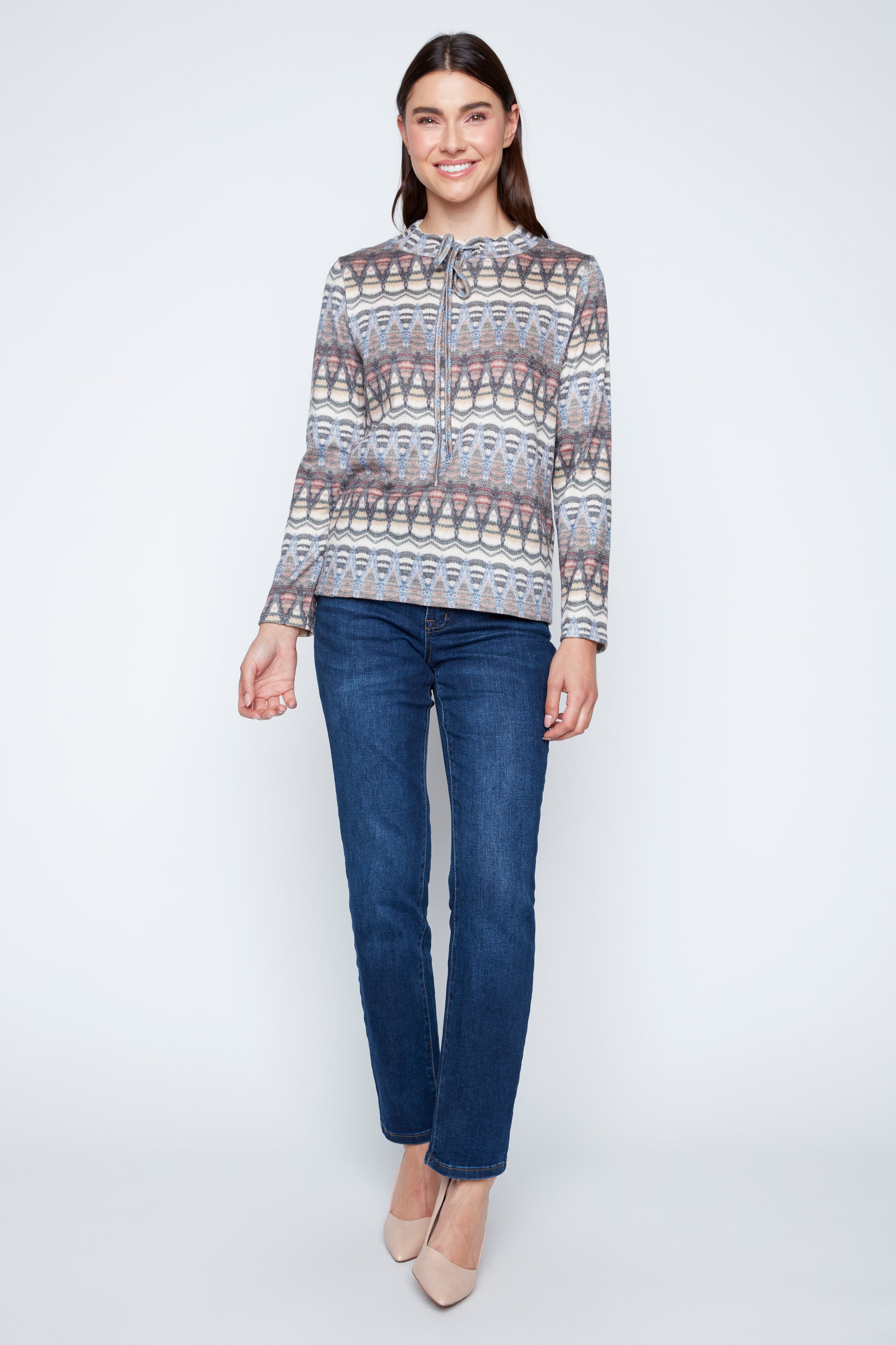 Abstract print high neck top