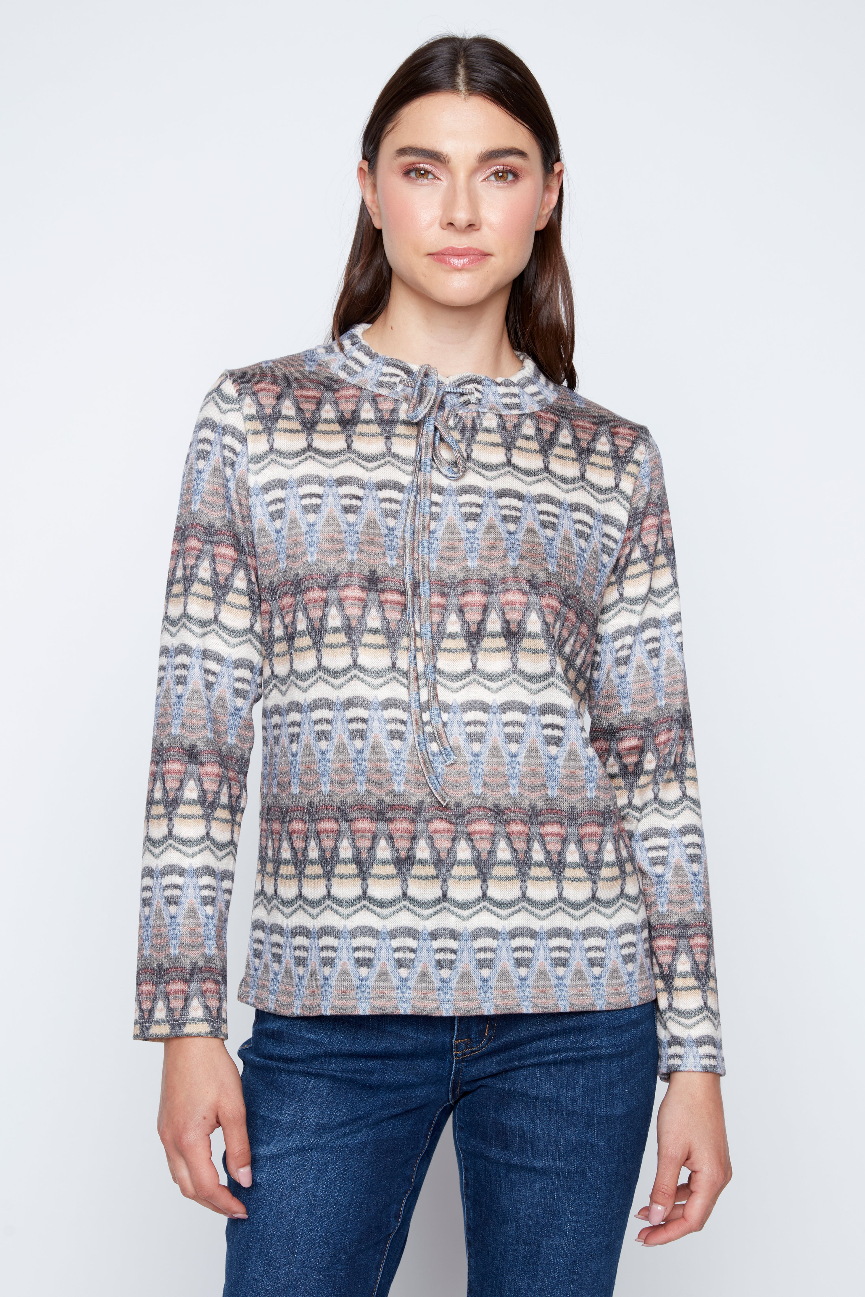 Abstract print high neck top