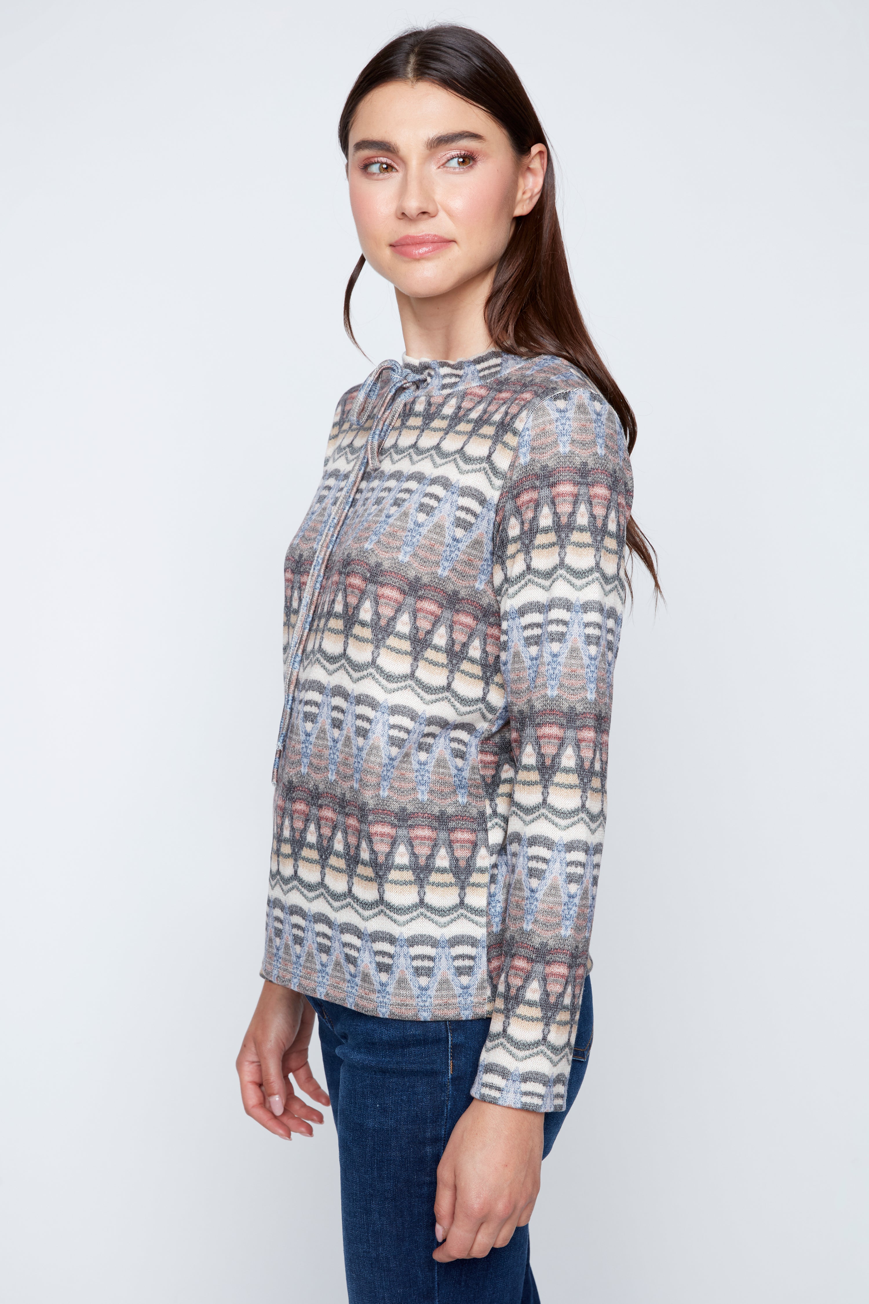 Abstract print high neck top