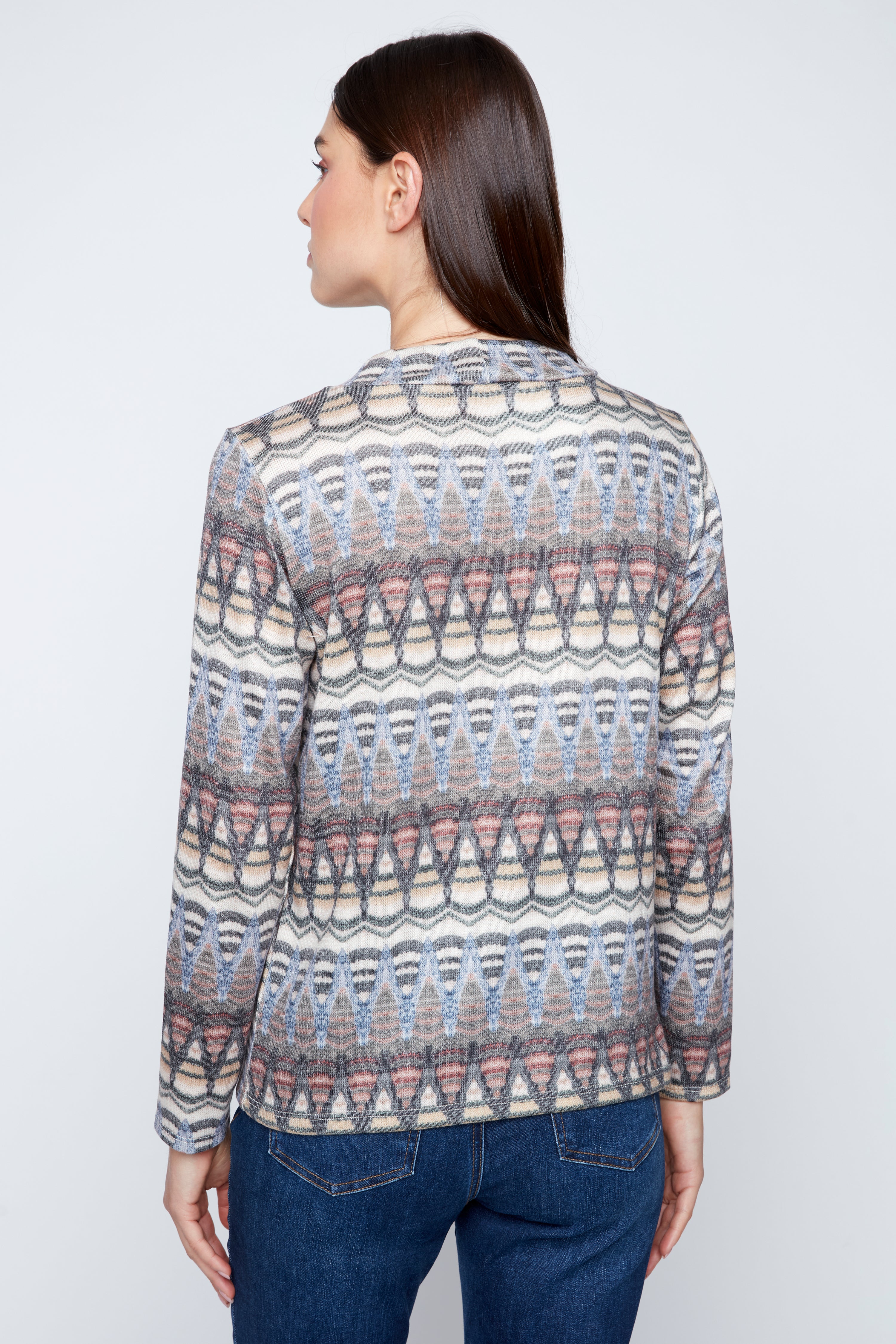 Abstract print high neck top