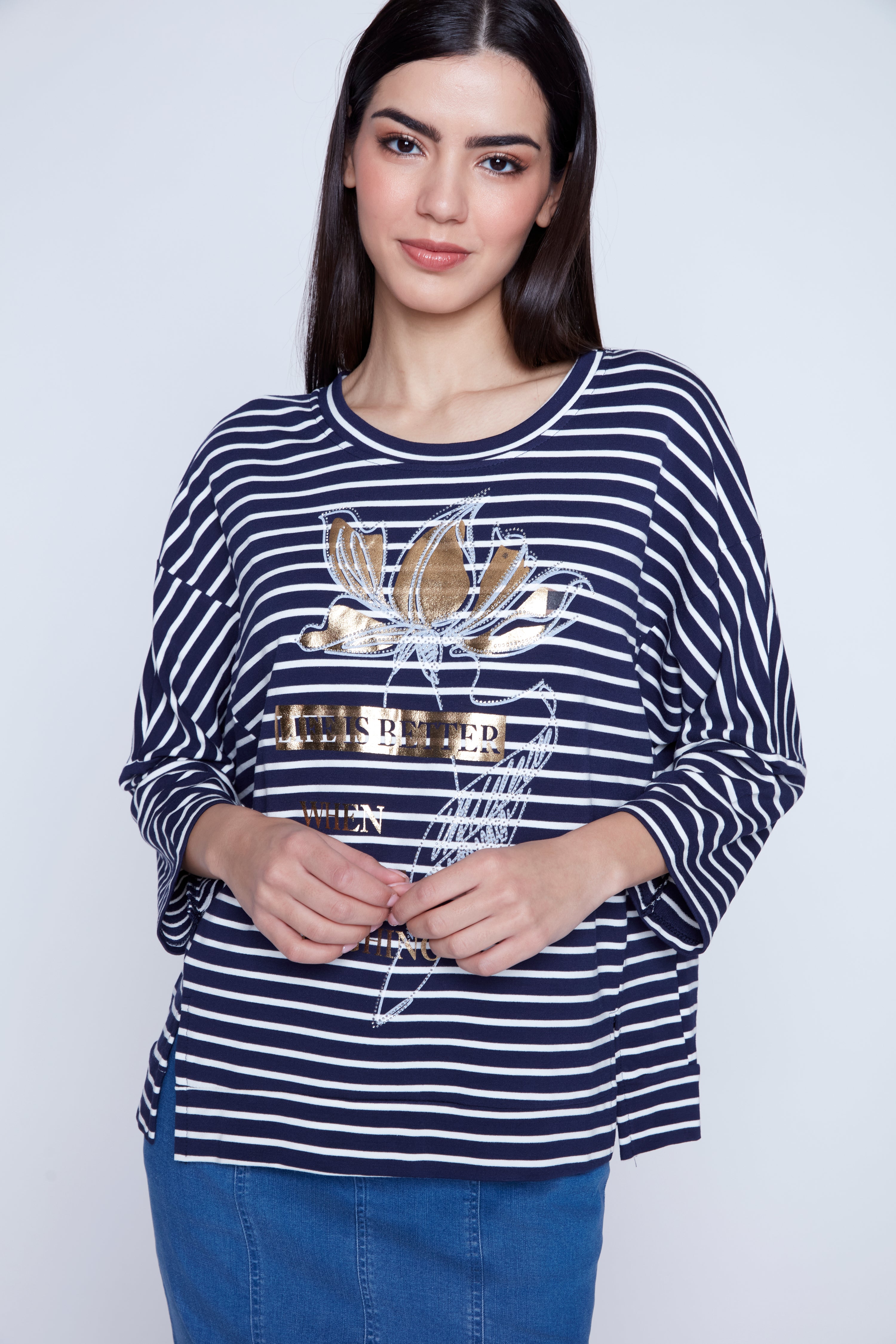 Dolman sleeve stripe top