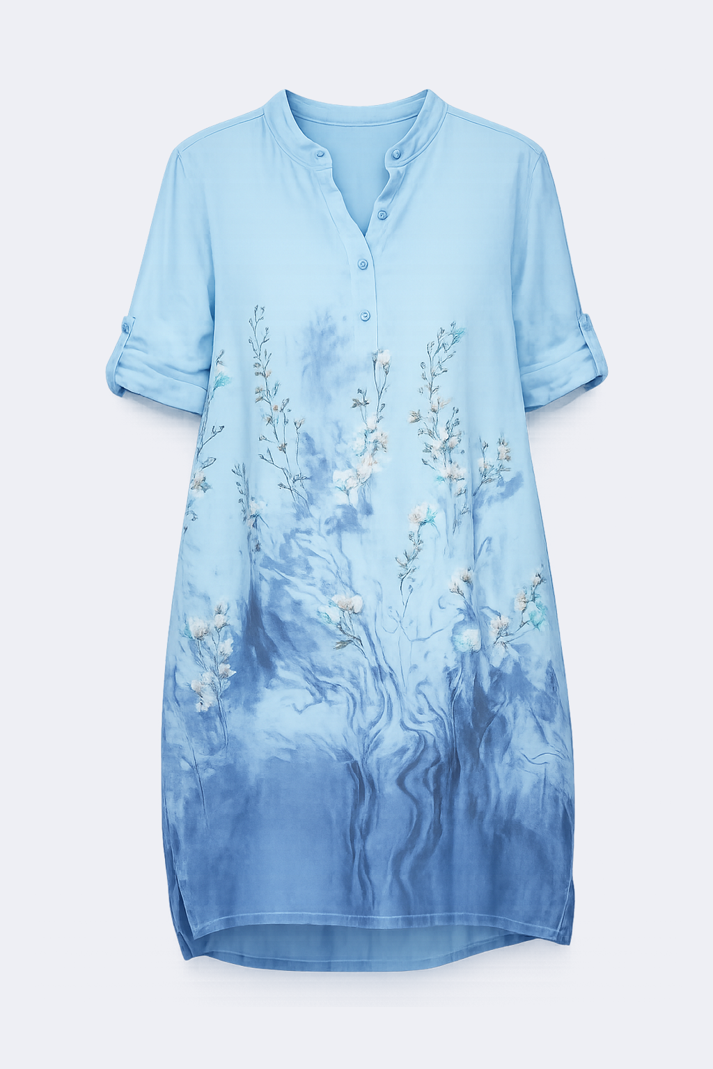 Floral print linen dress