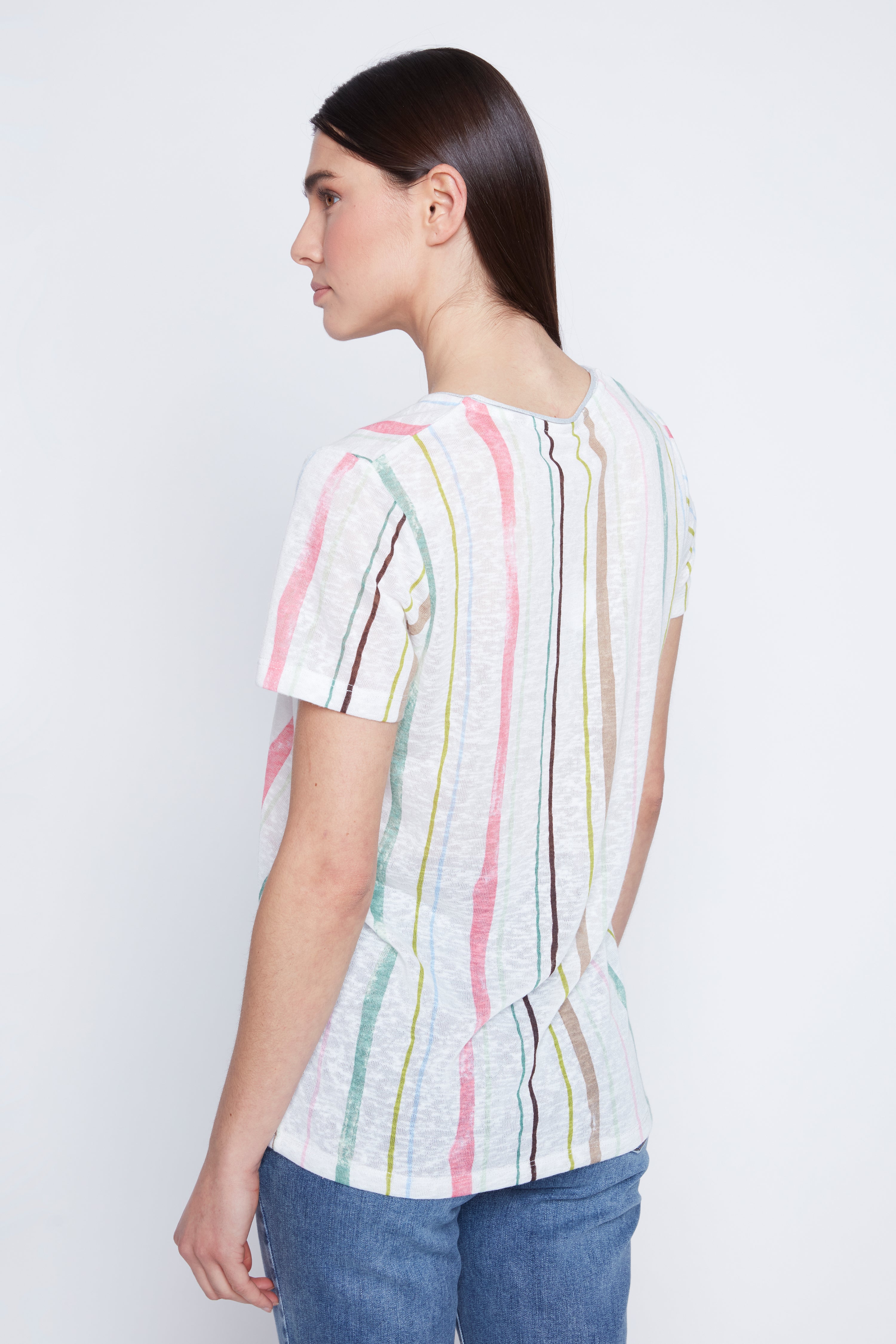 Abstract vertical stripe knit top