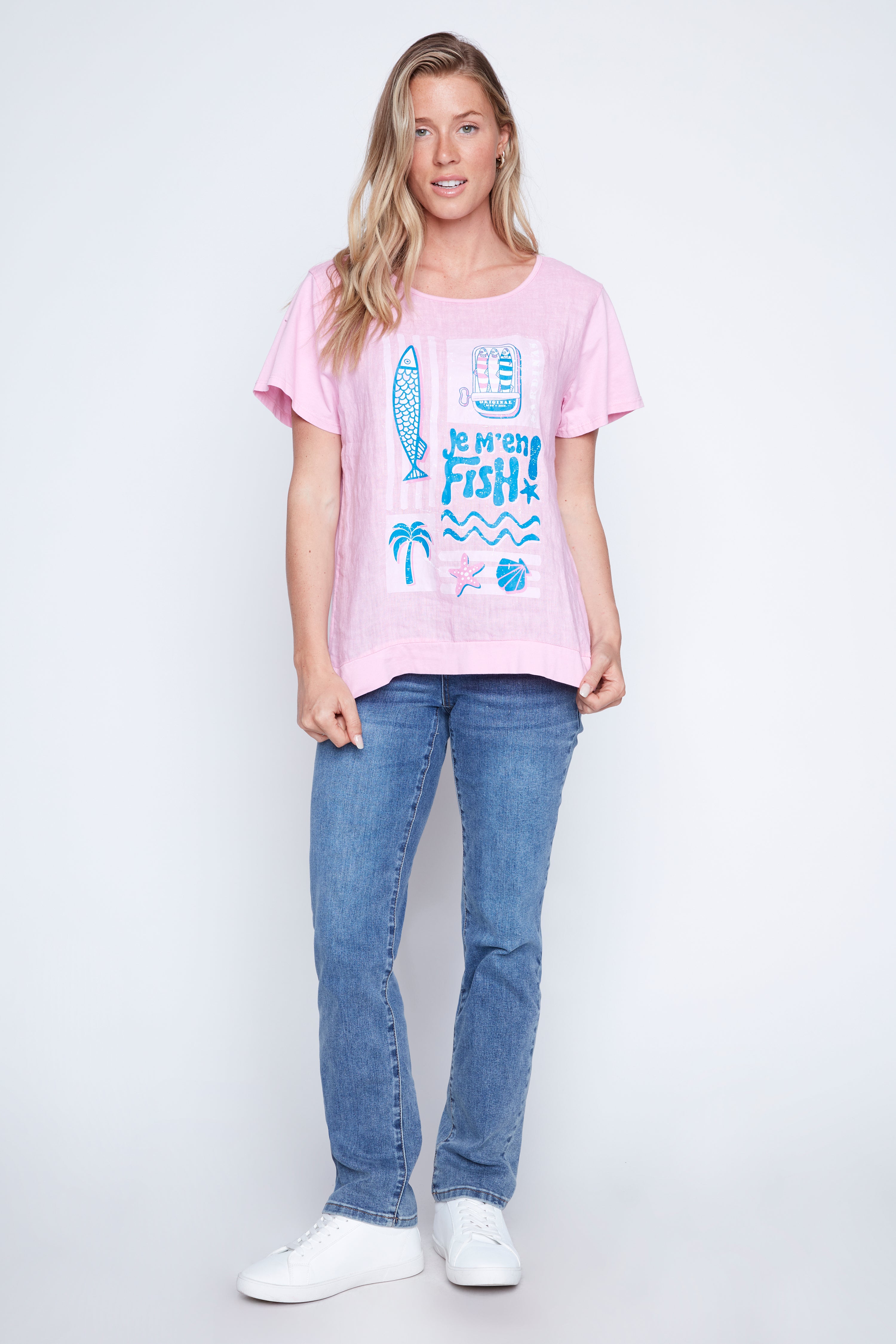 Fun fish beach print t-shirt