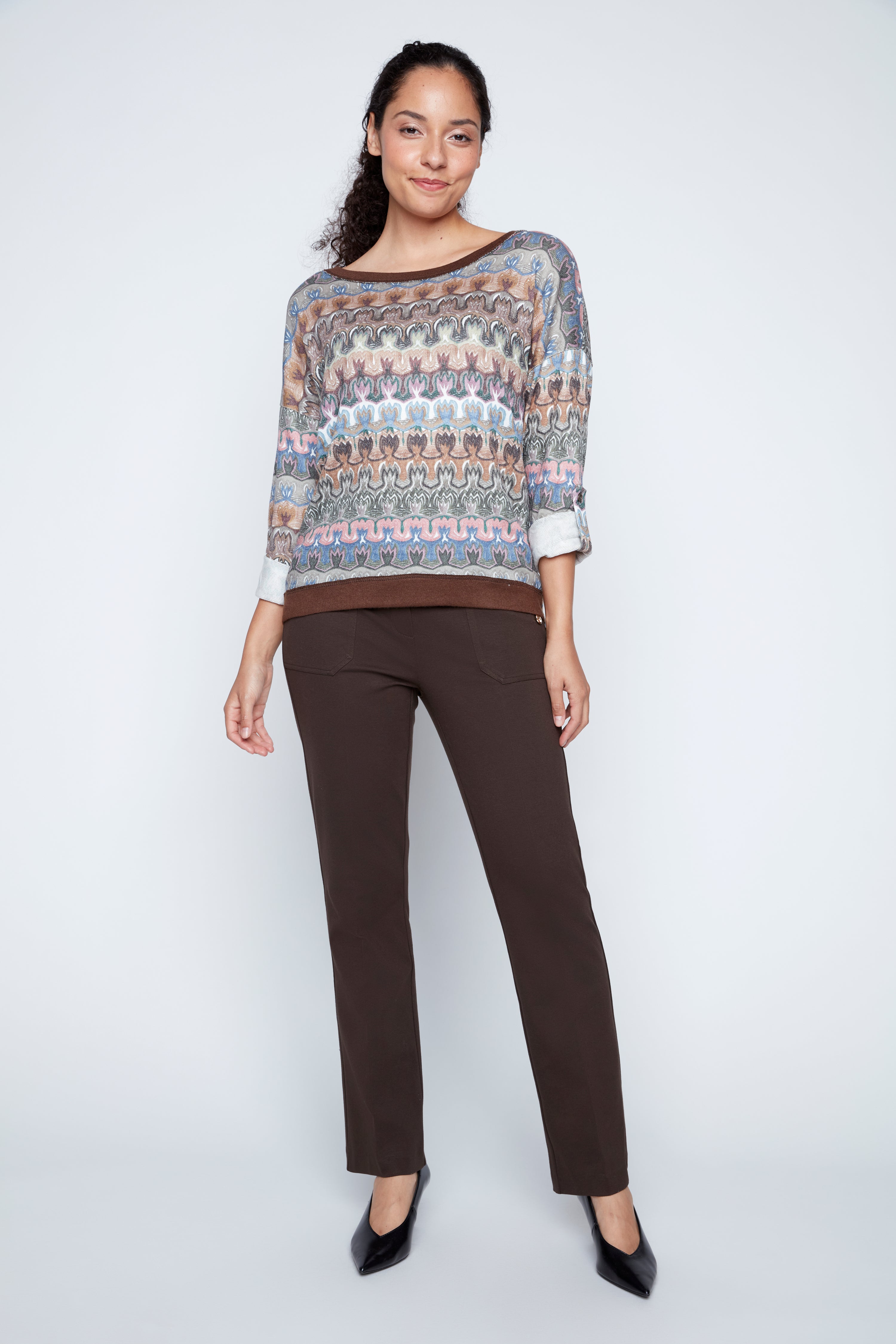 Abstract stripe print top