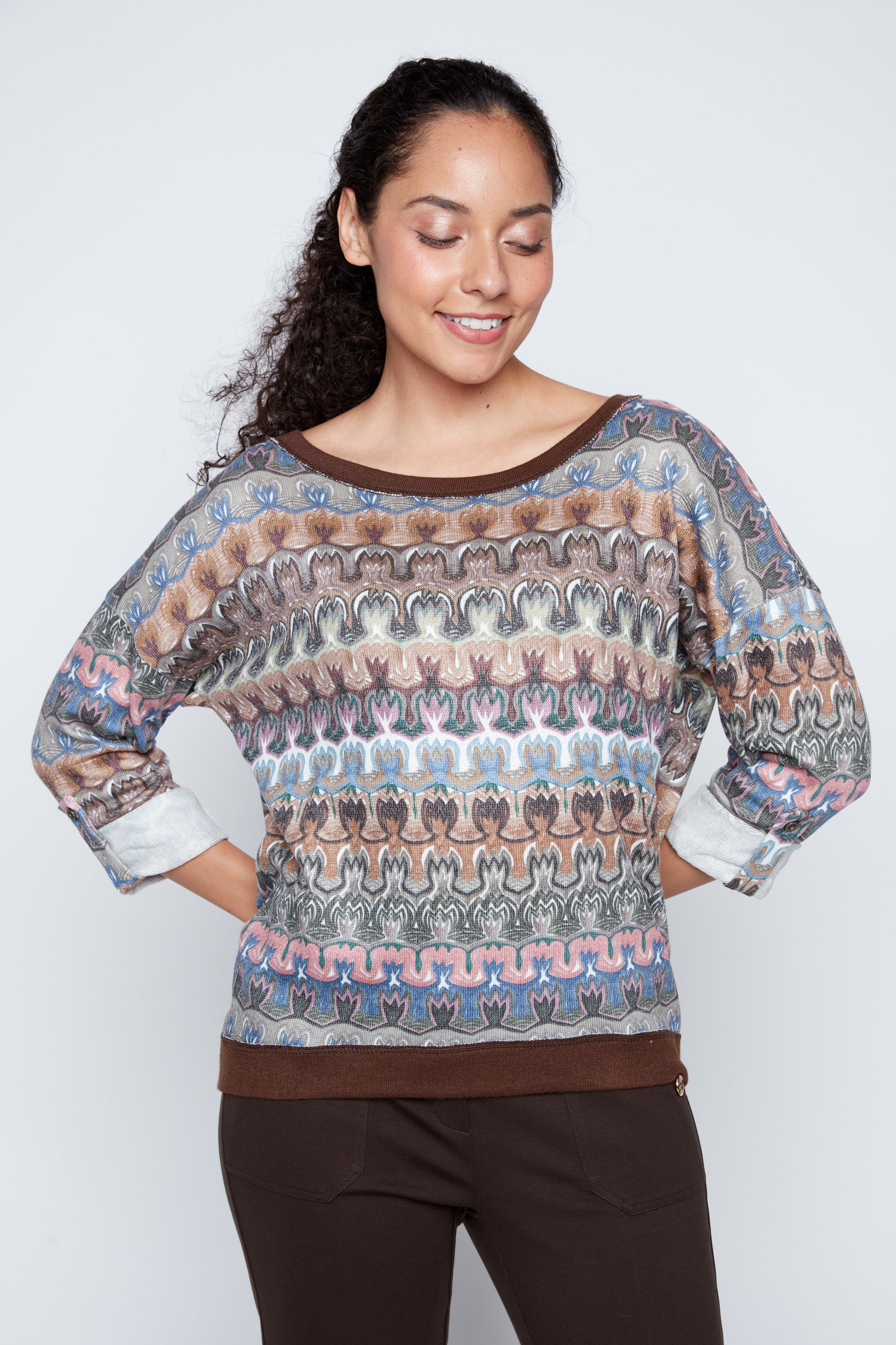 Abstract stripe print top