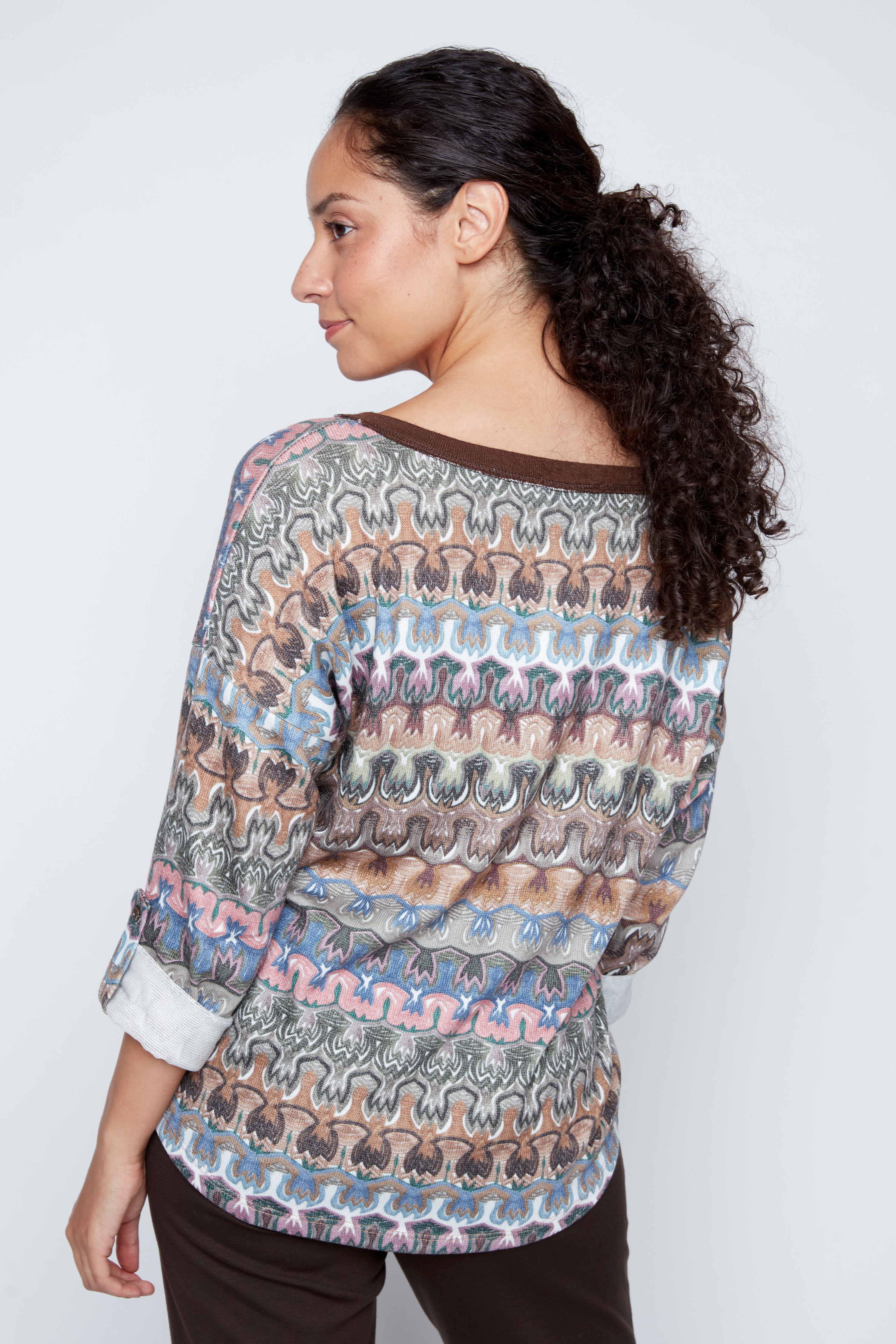 Abstract stripe print top