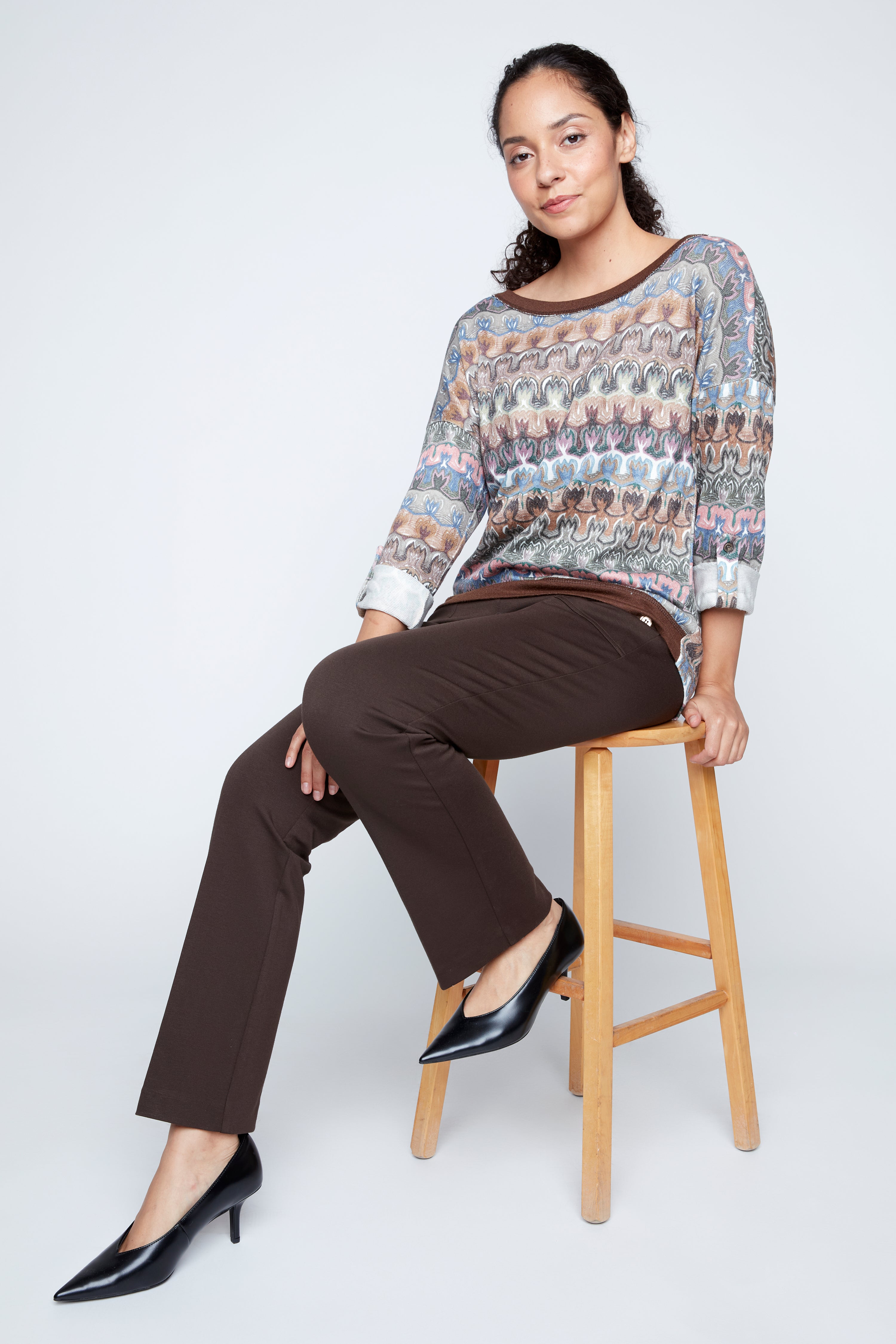 Abstract stripe print top