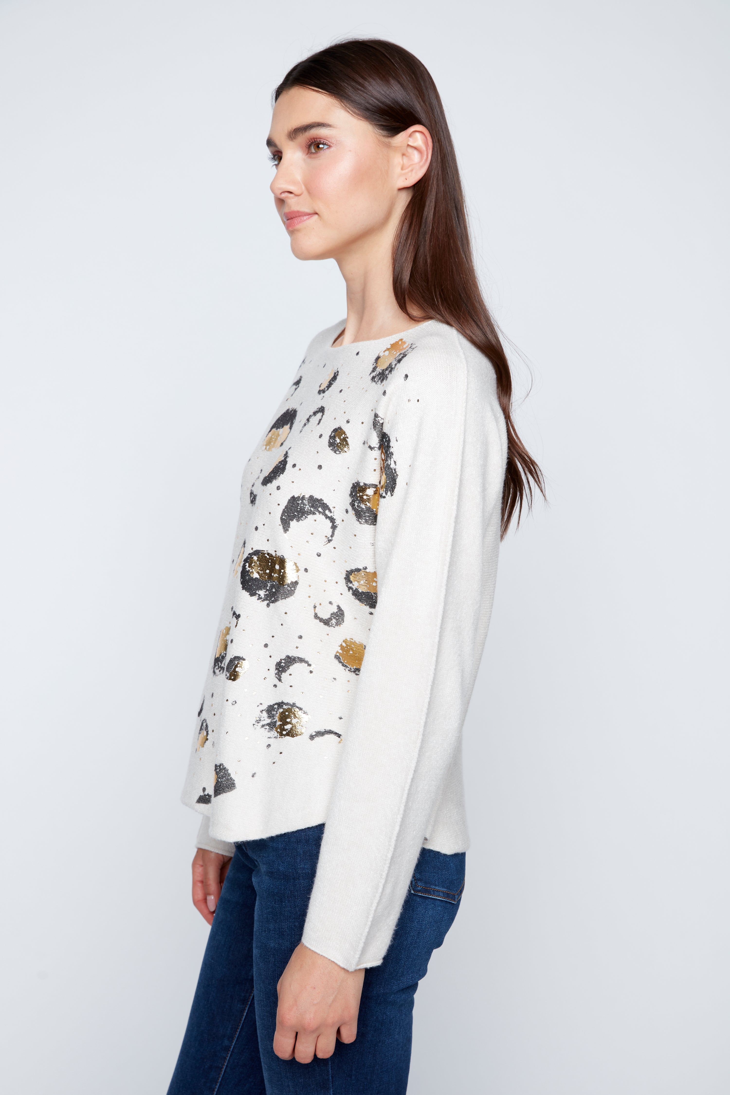 Foil circles print sweater