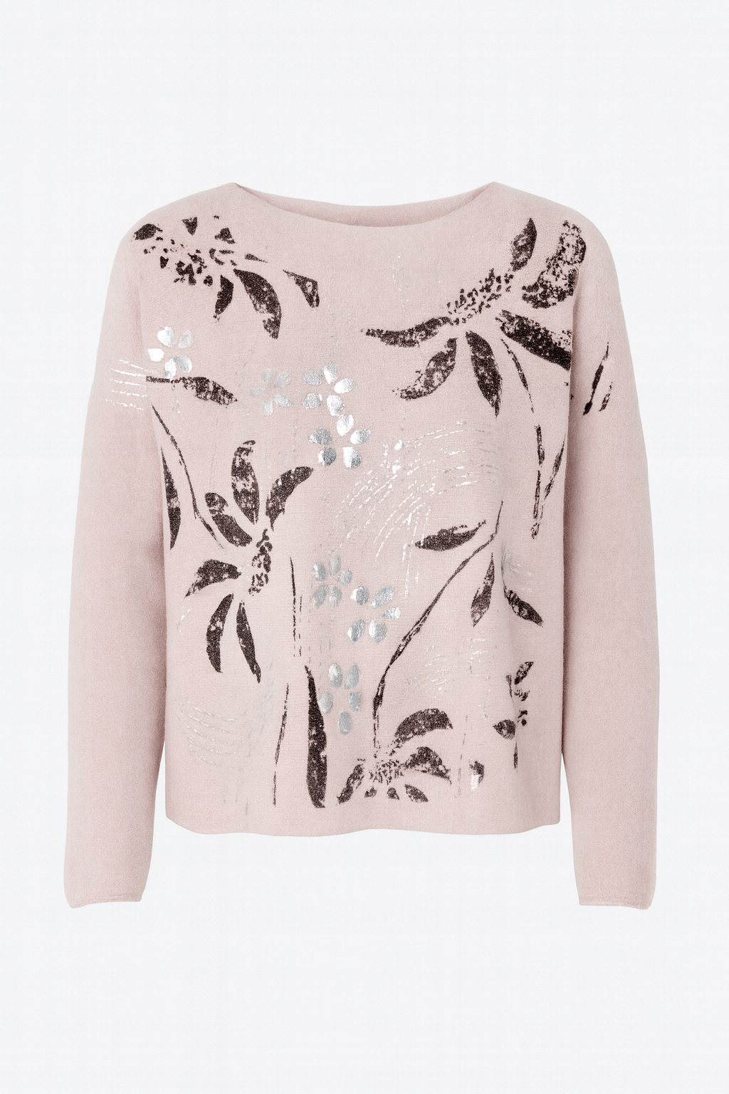 Foil leaves print sweater