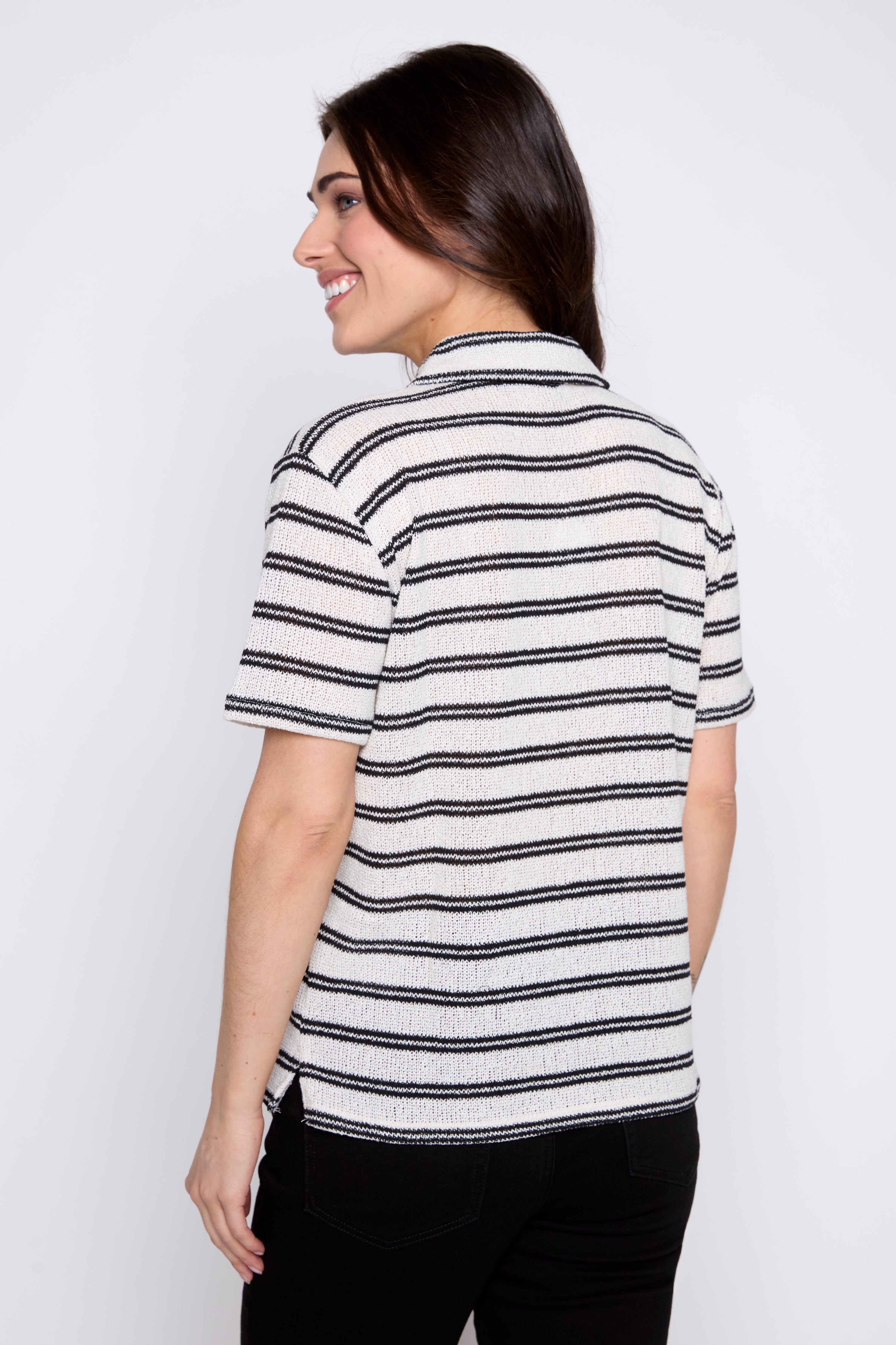 Stripe knit polo