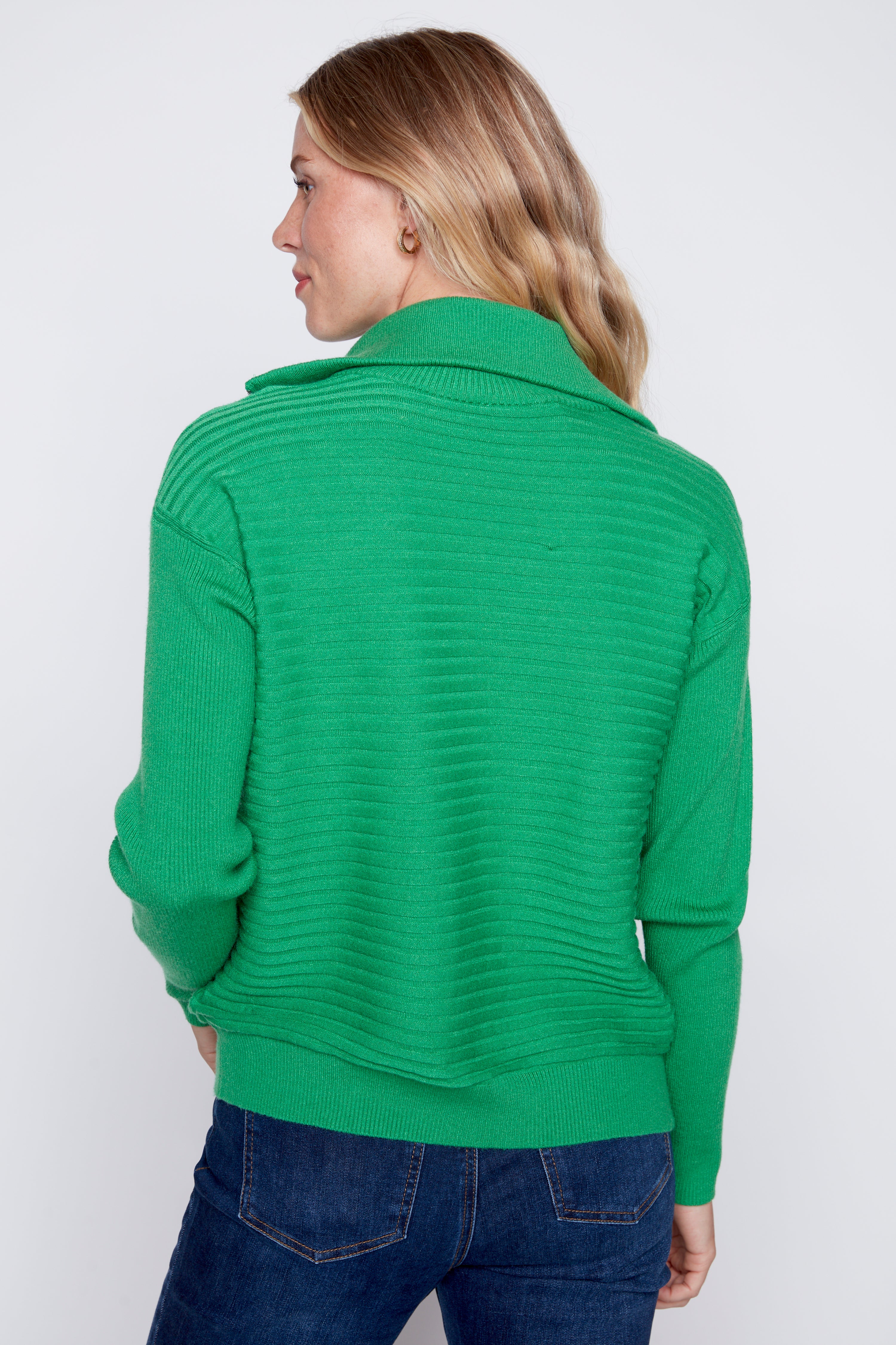 Zip up V-neck sweater