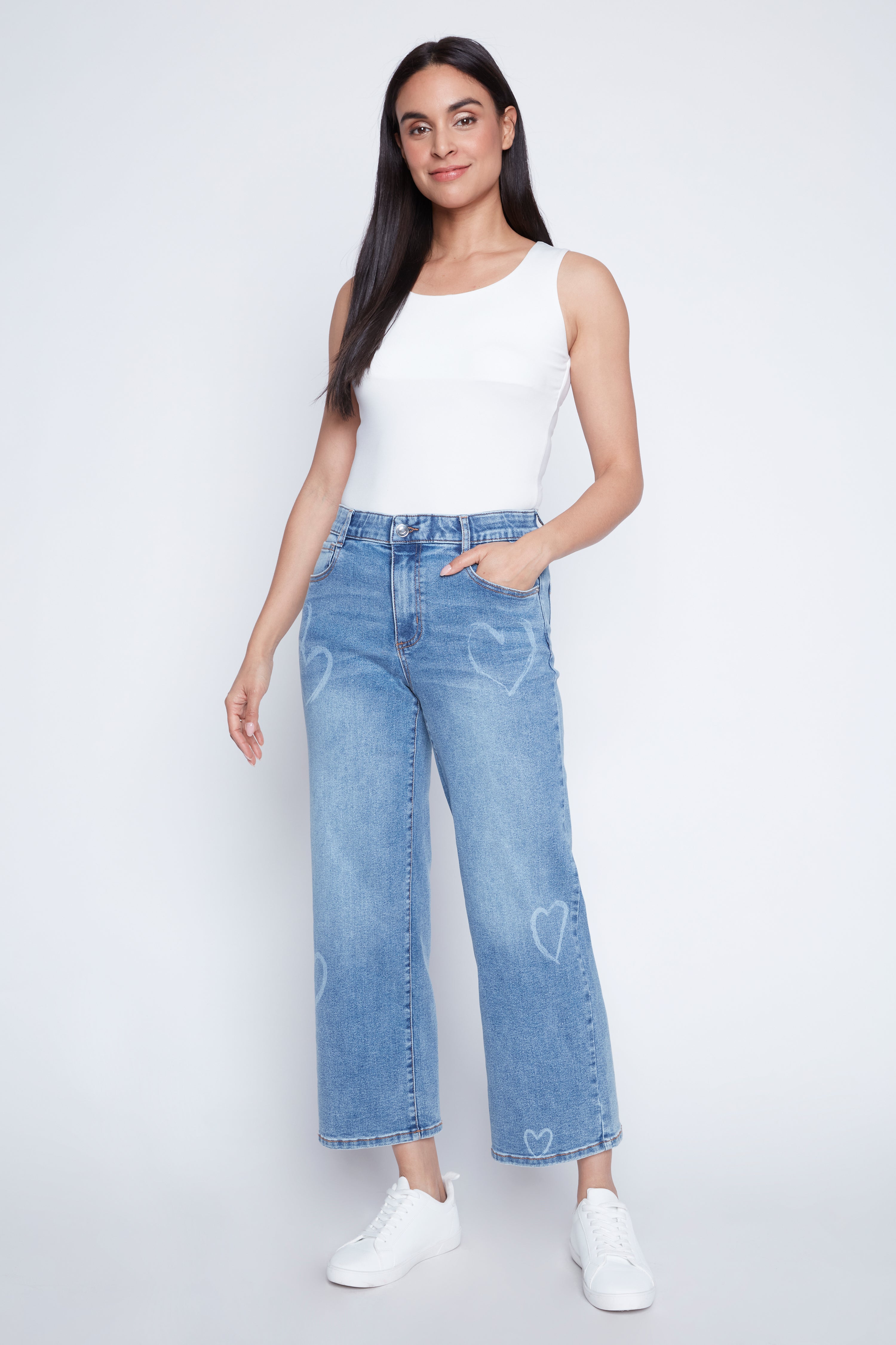 Jean à motif cœurs Sophia