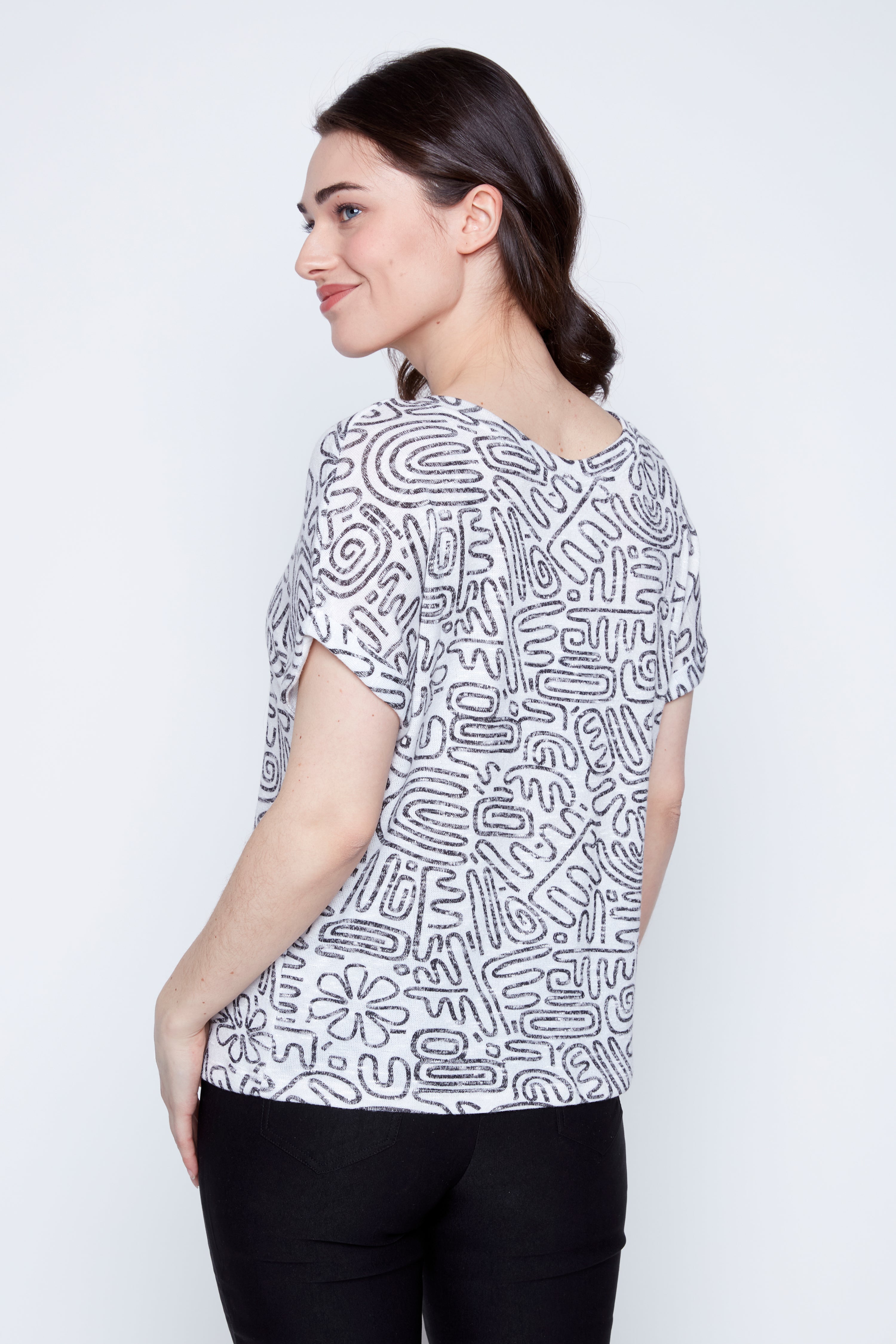 Monochrome two way convertible v-neck top