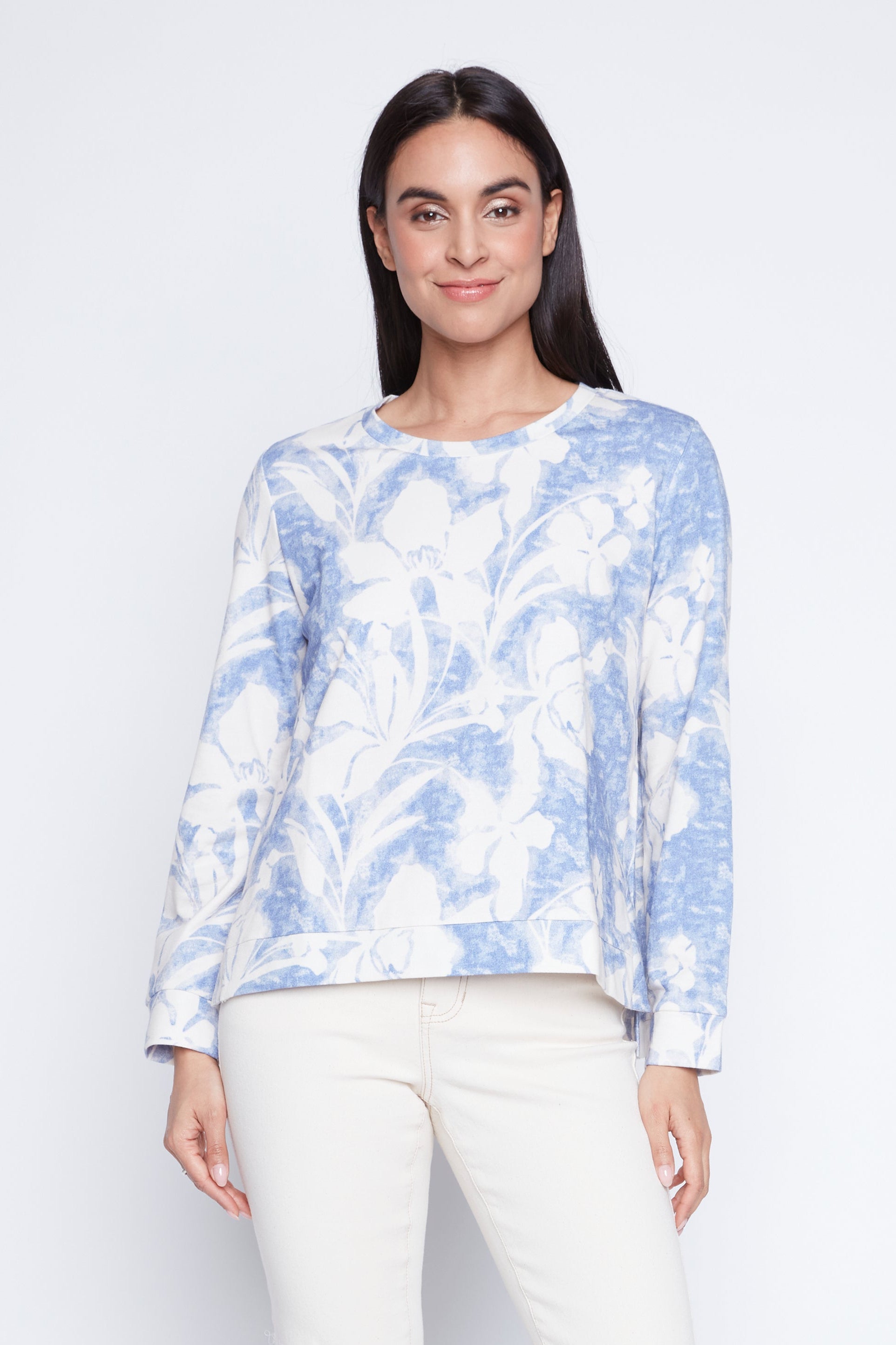 Floral print french terry top