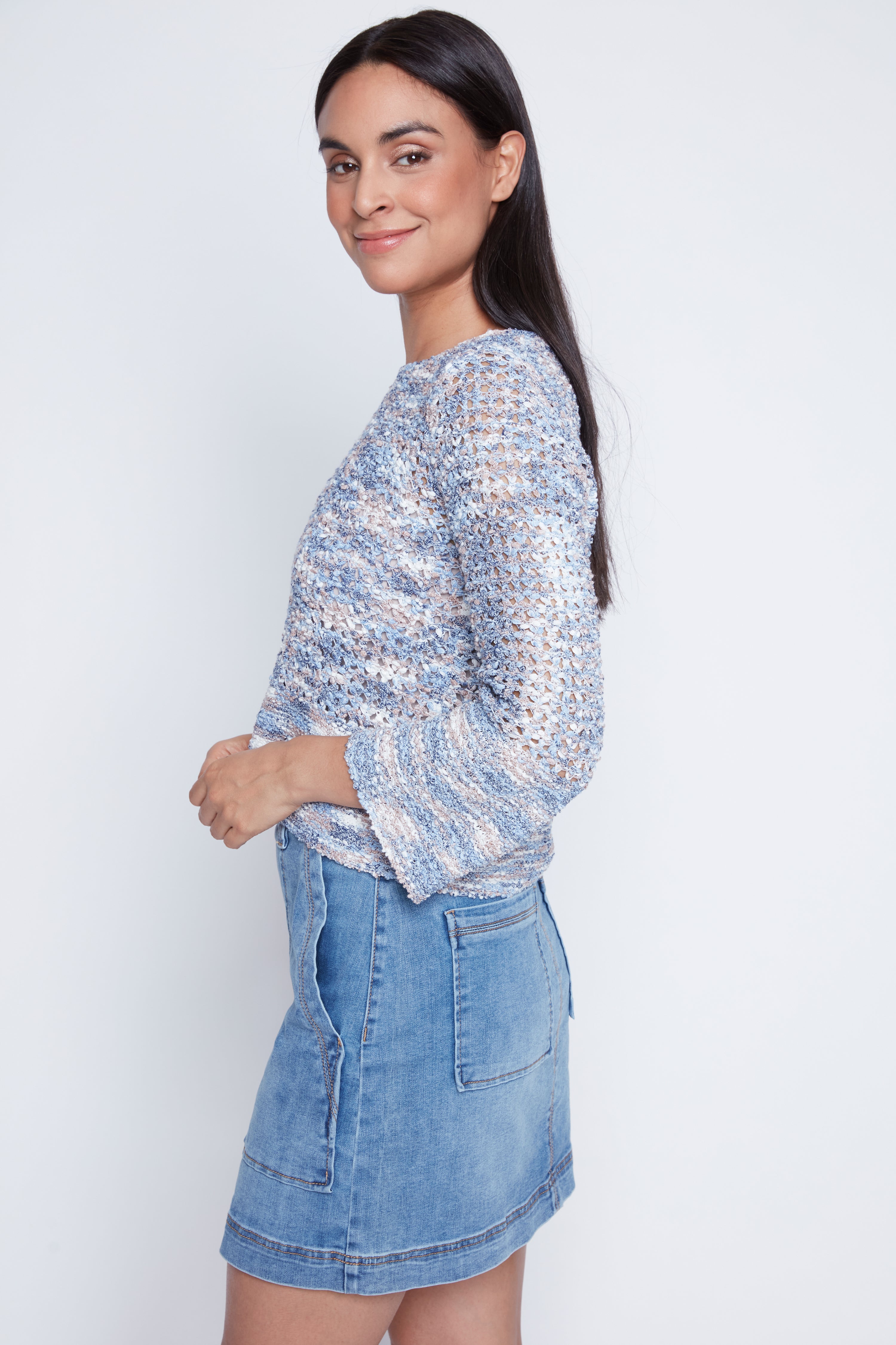 Bell sleeve crochet sweater