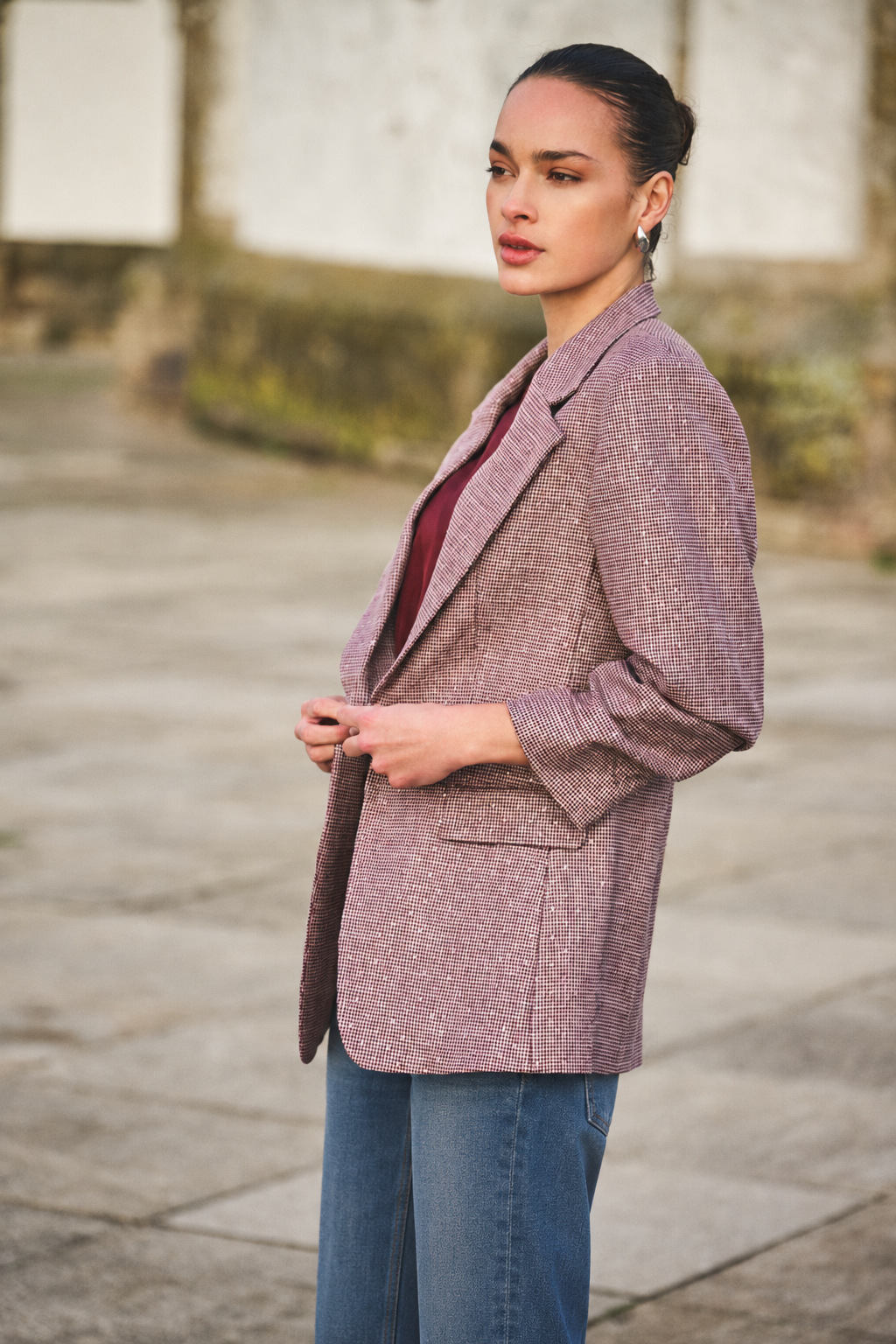 Le blazer texturé à manches 3/4