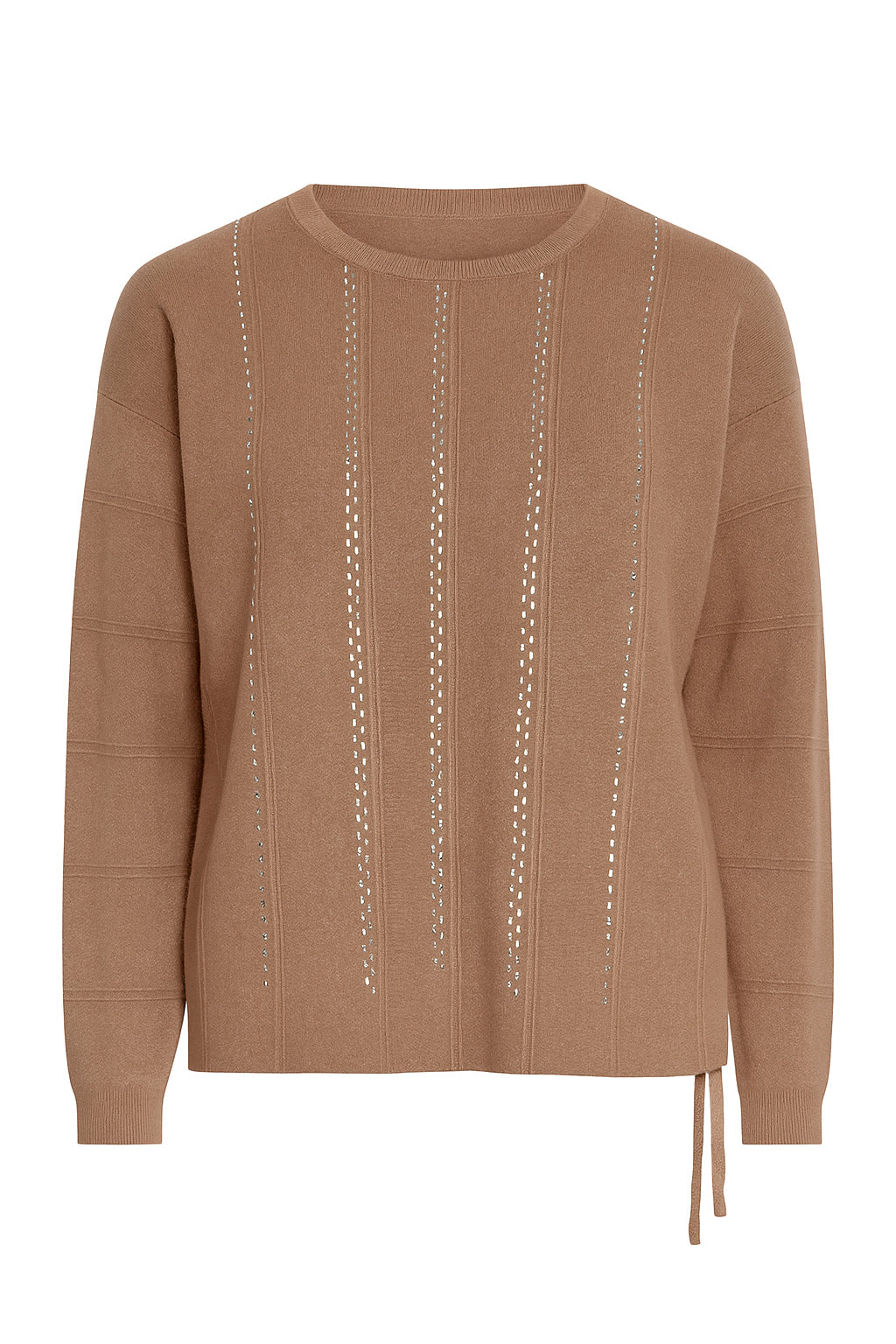 Rhinestone detail sweater with drawstring hem