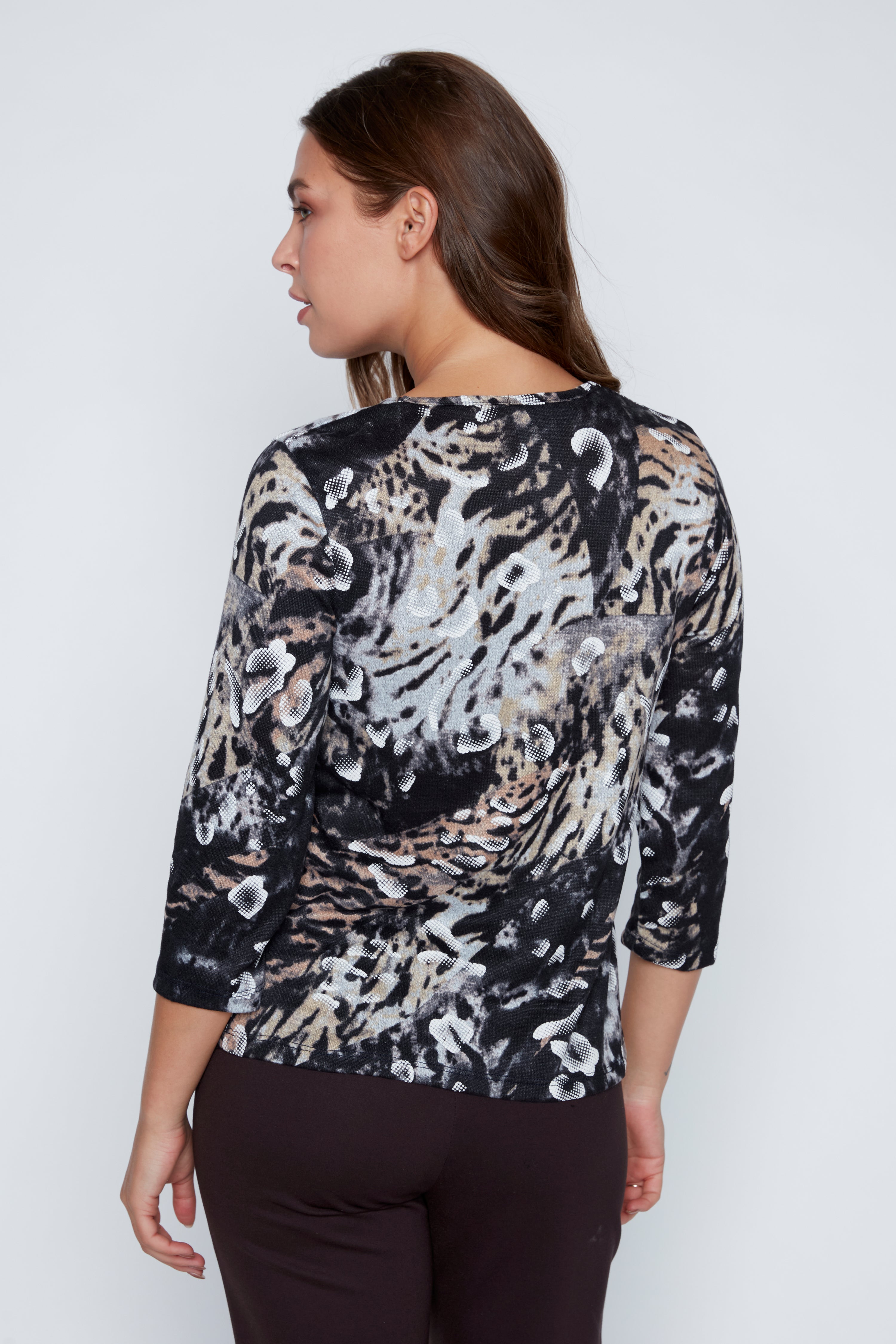 Printed front pleat detail top