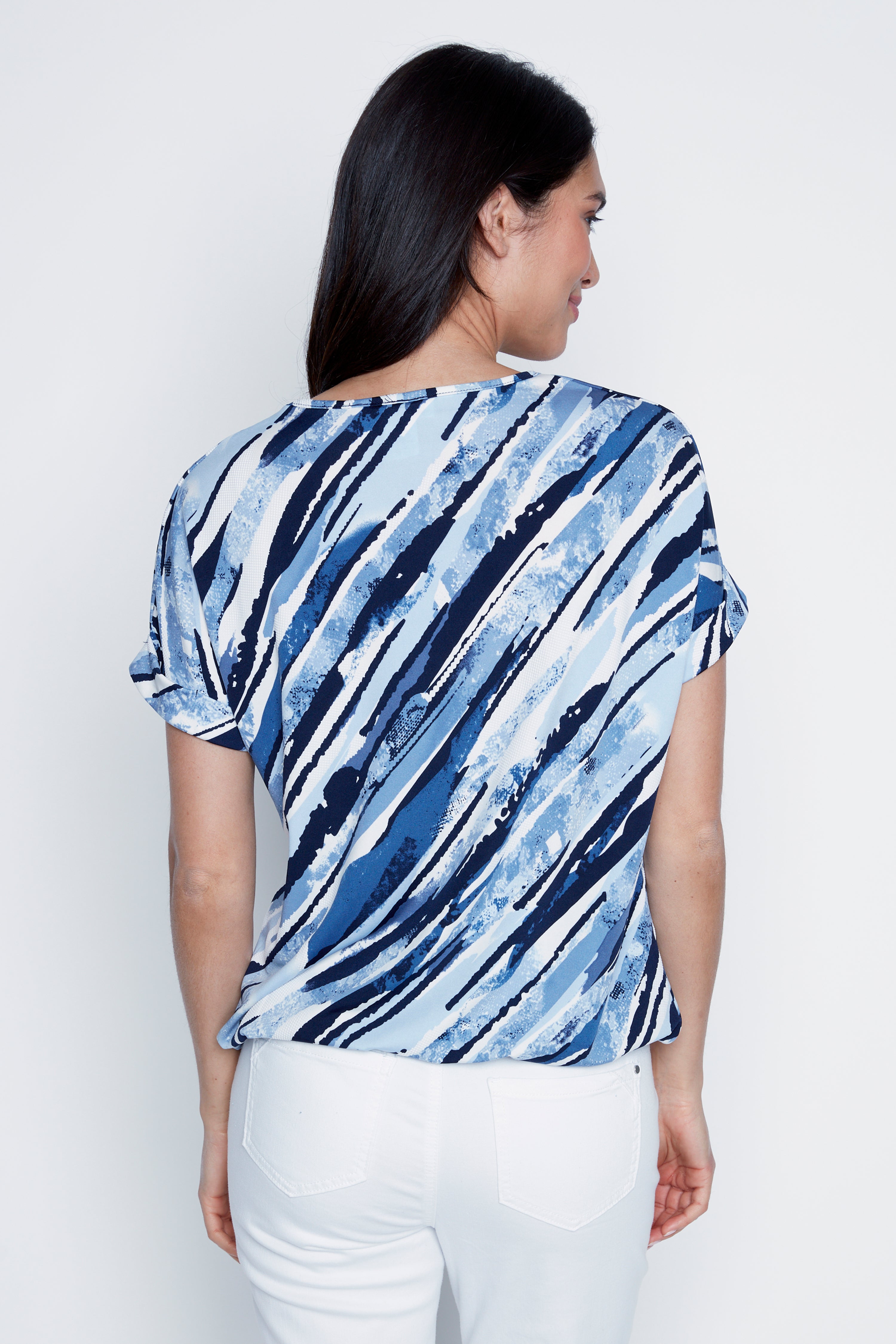 Drawstring detail print top
