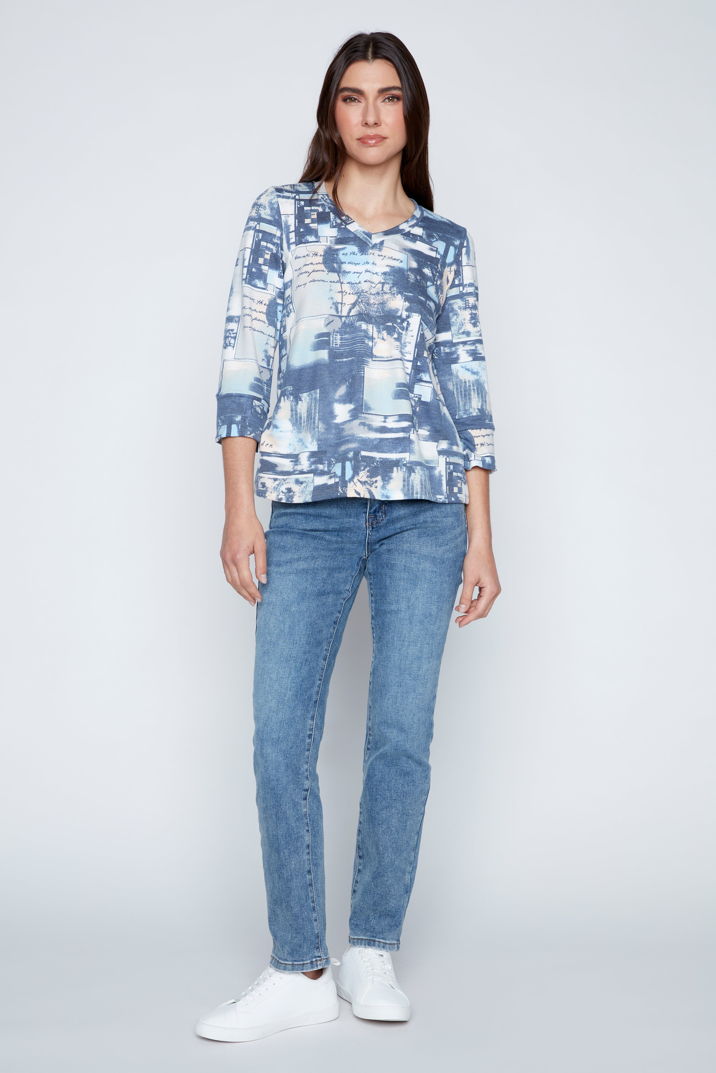 Printed french terry top