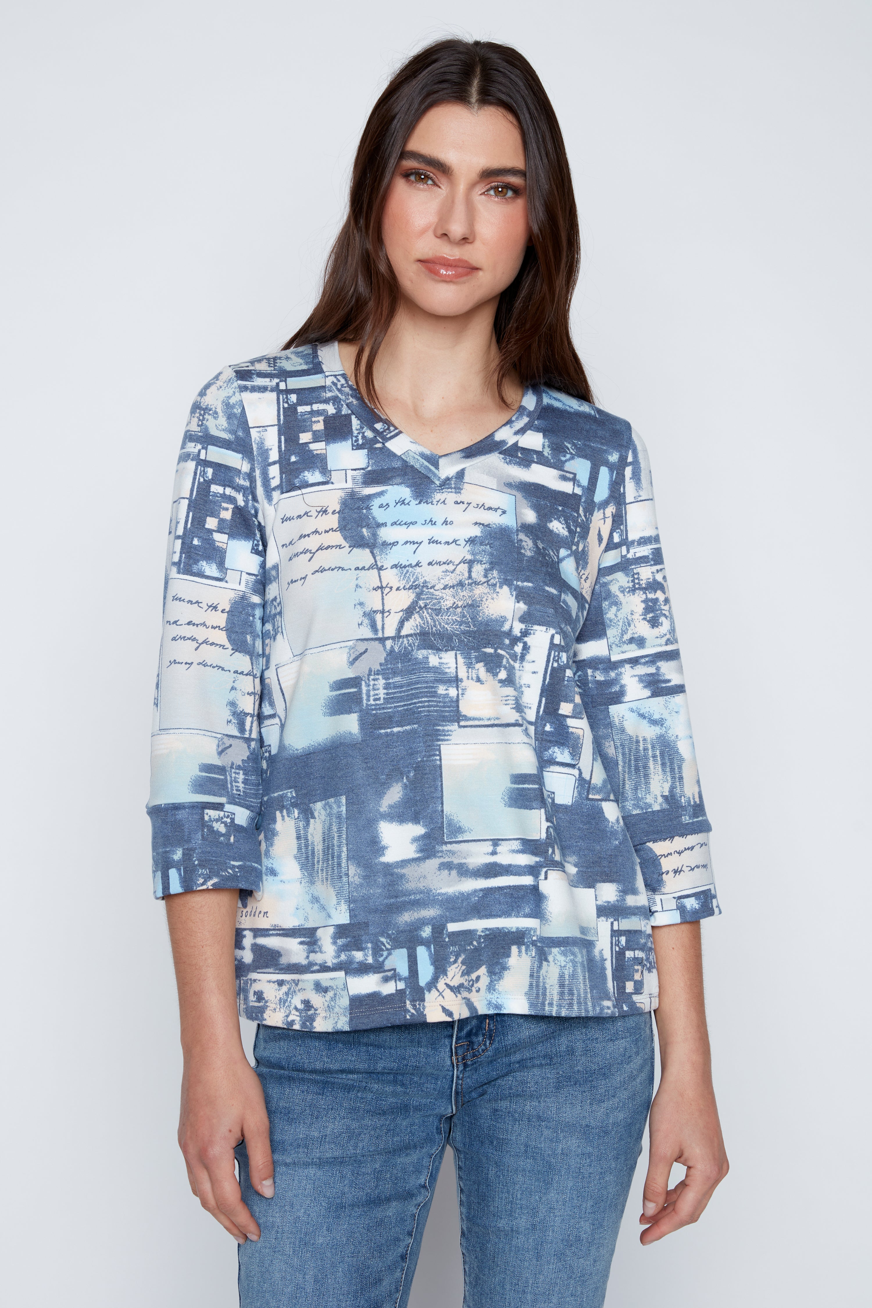 Printed french terry top
