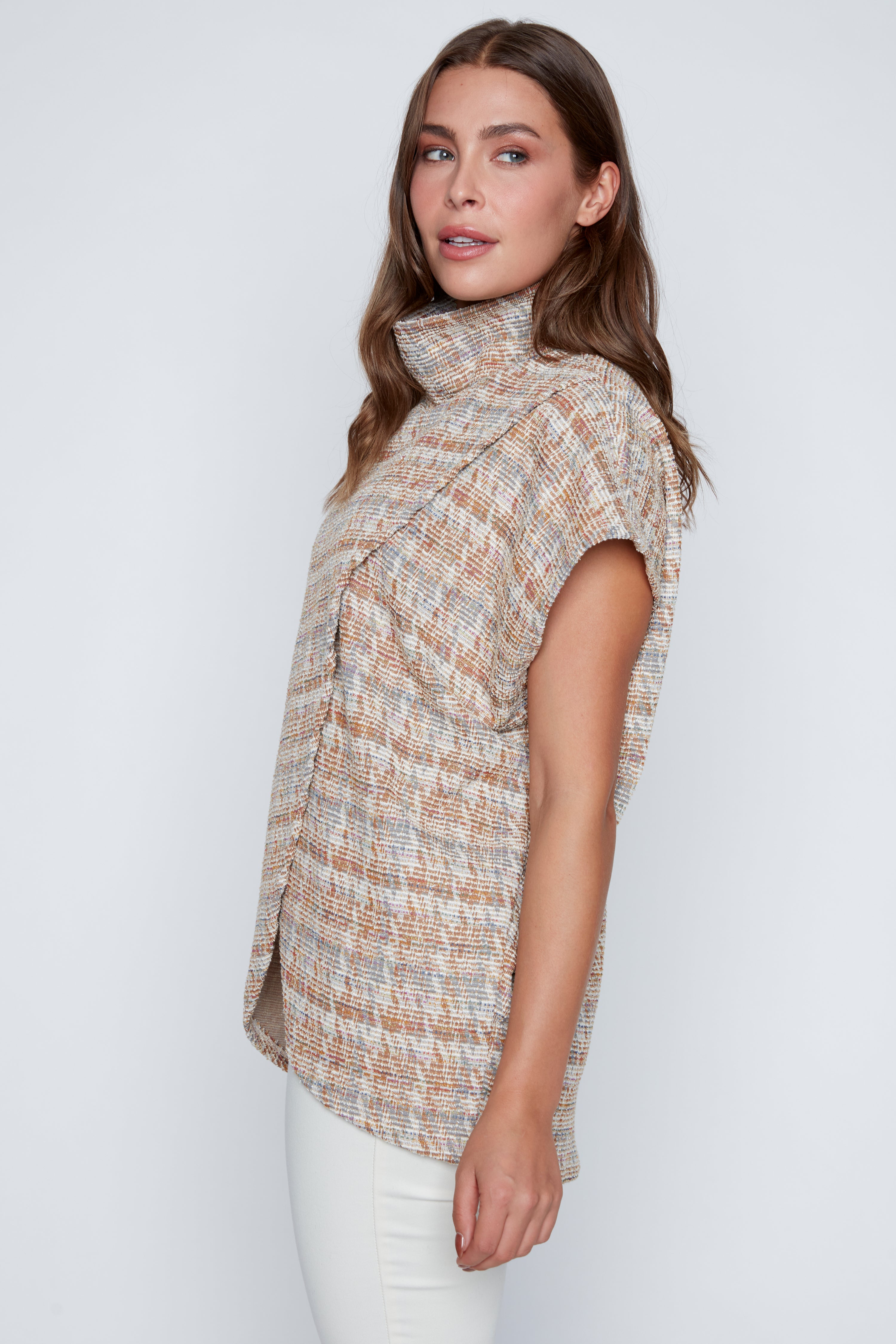 Boucle sleeveless cape