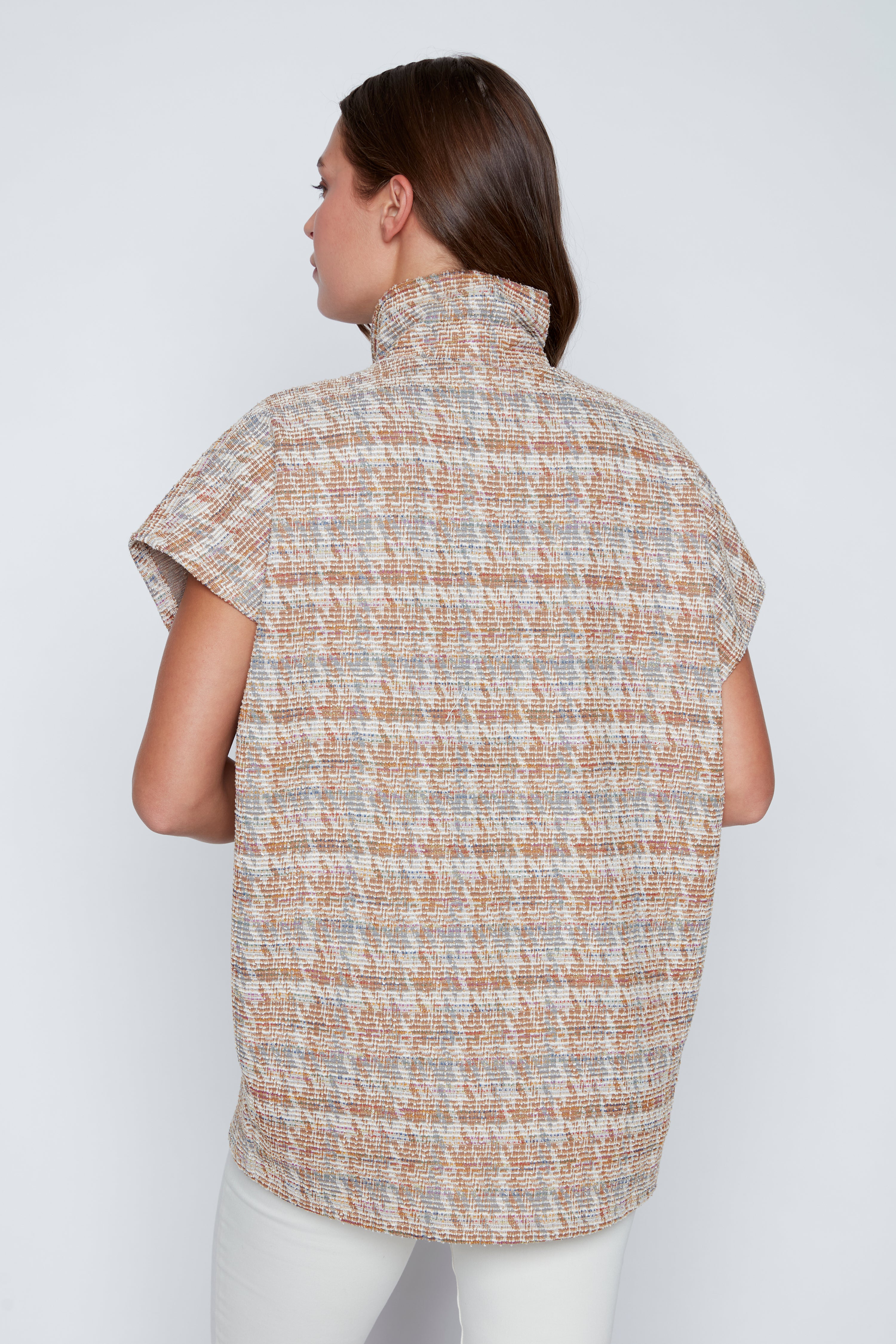 Boucle sleeveless cape