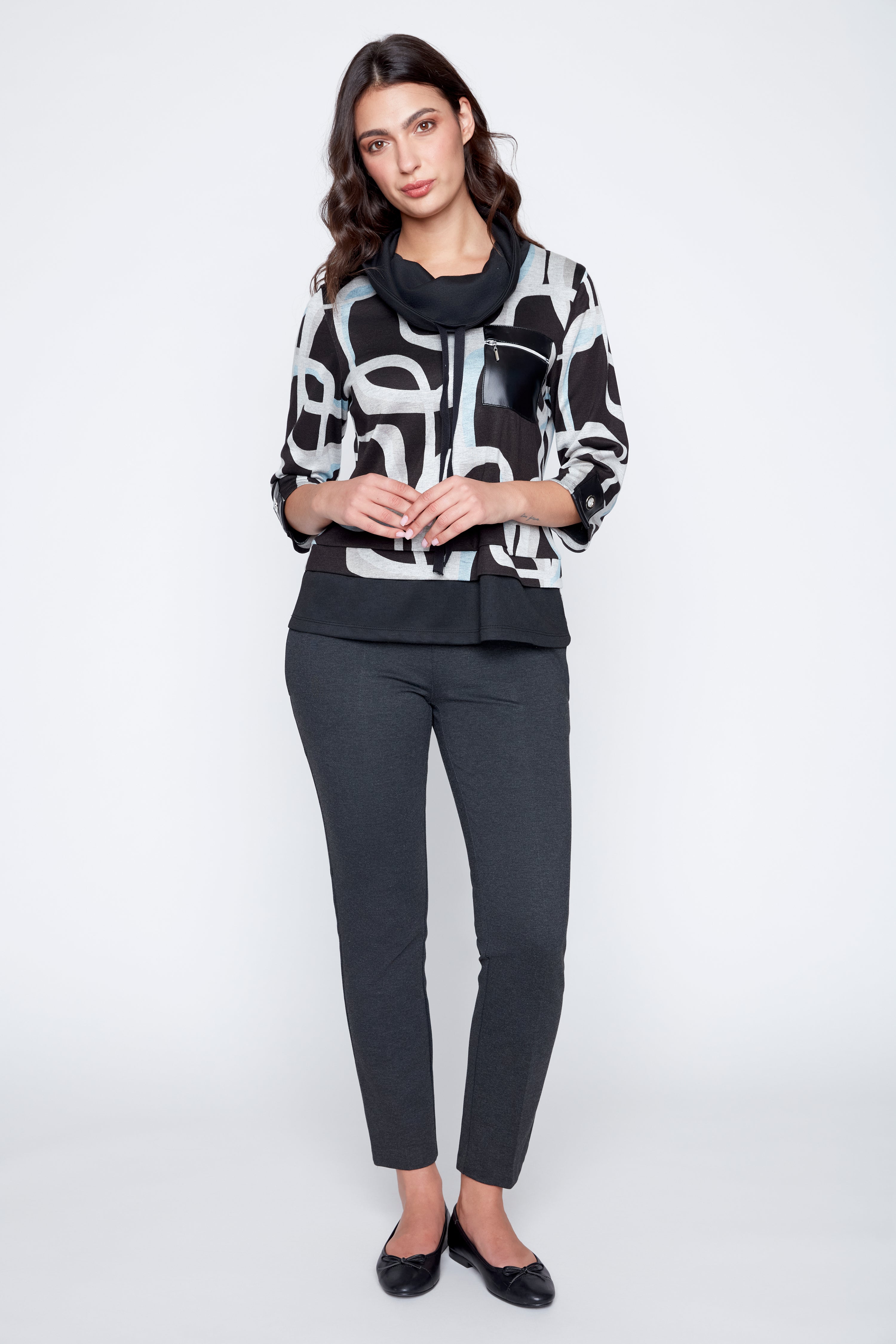 Print tunic with grommet detail