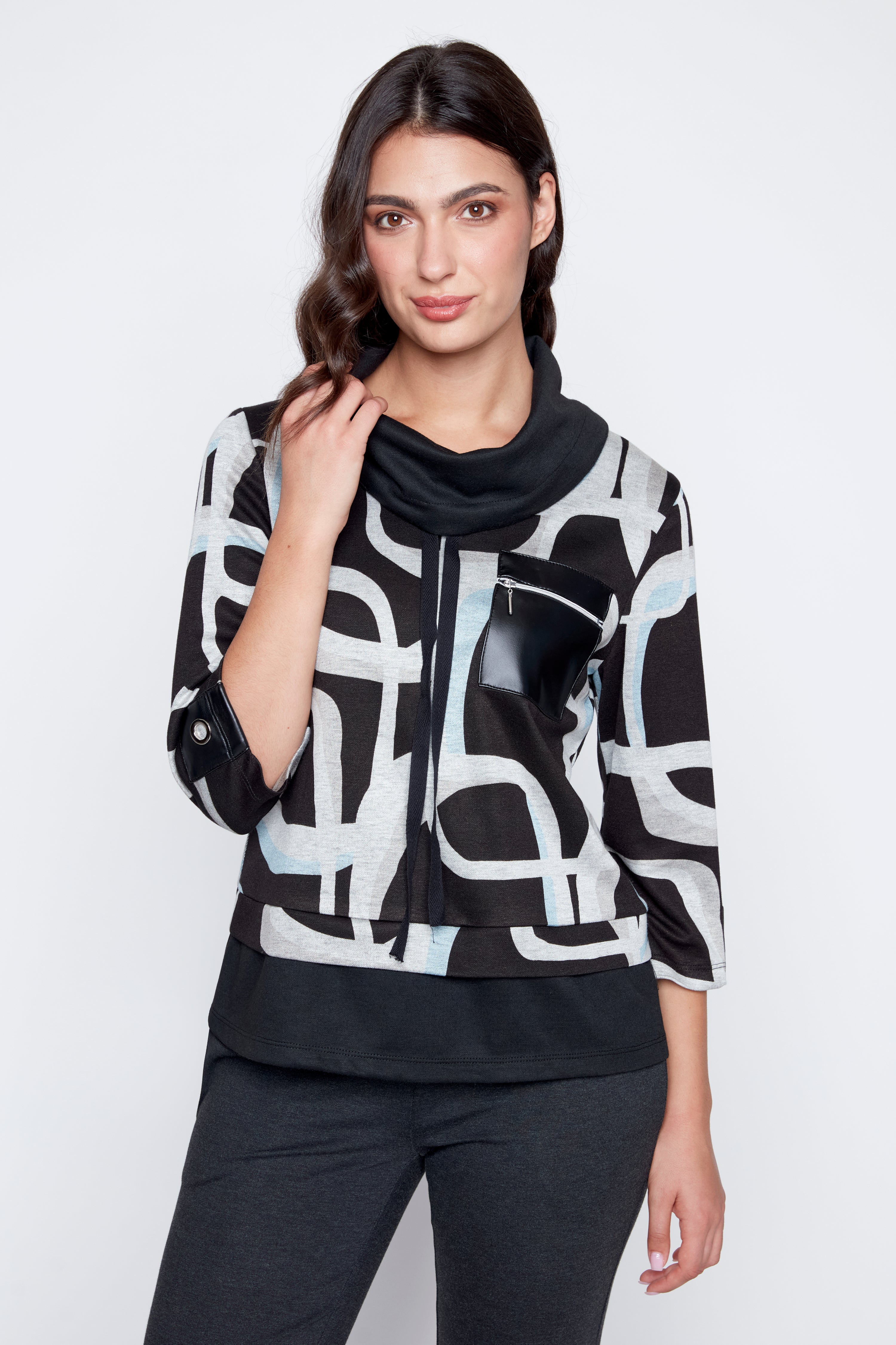 Print tunic with grommet detail