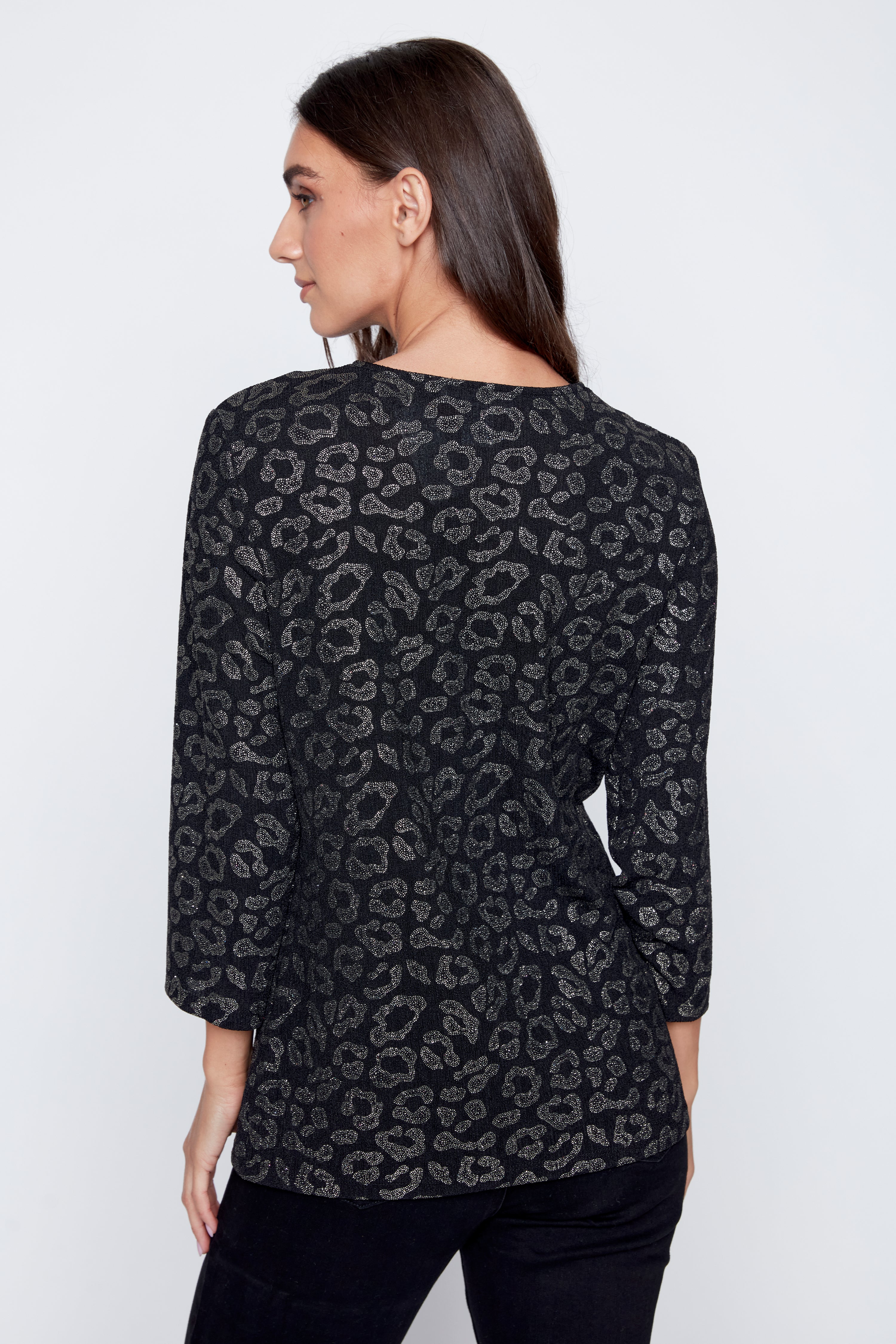 Animal print glitter top