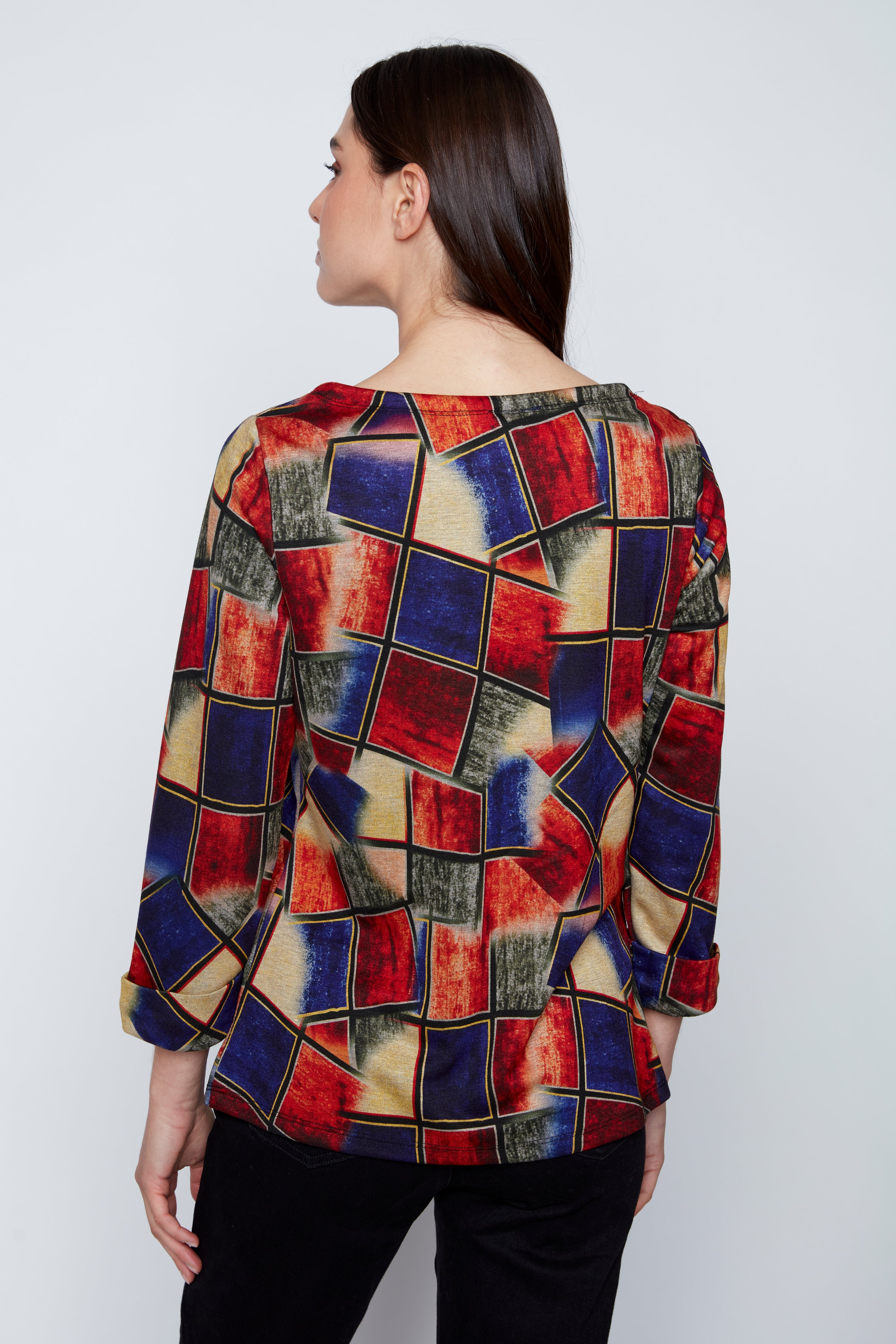 Printed double knit top