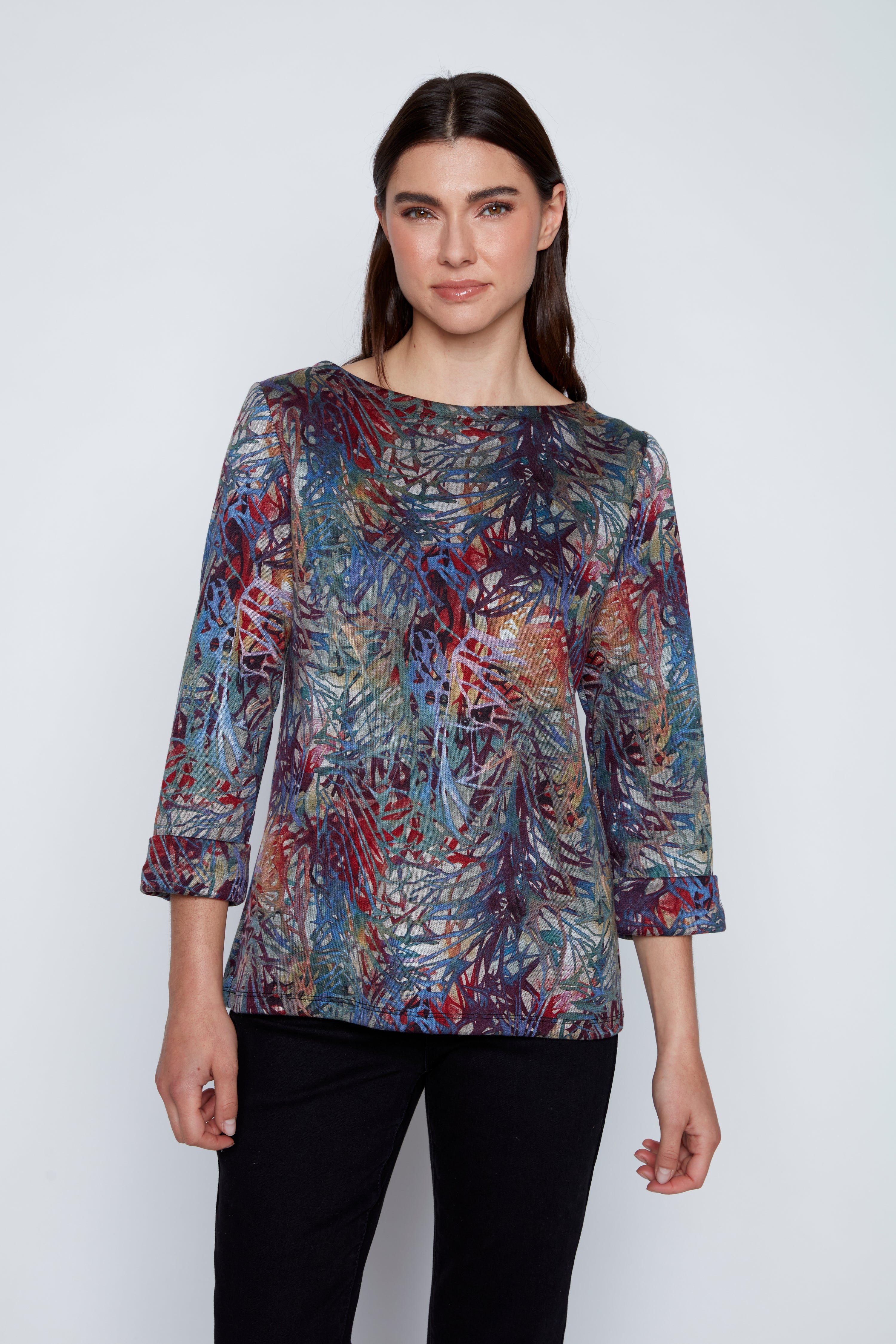 Printed double knit top