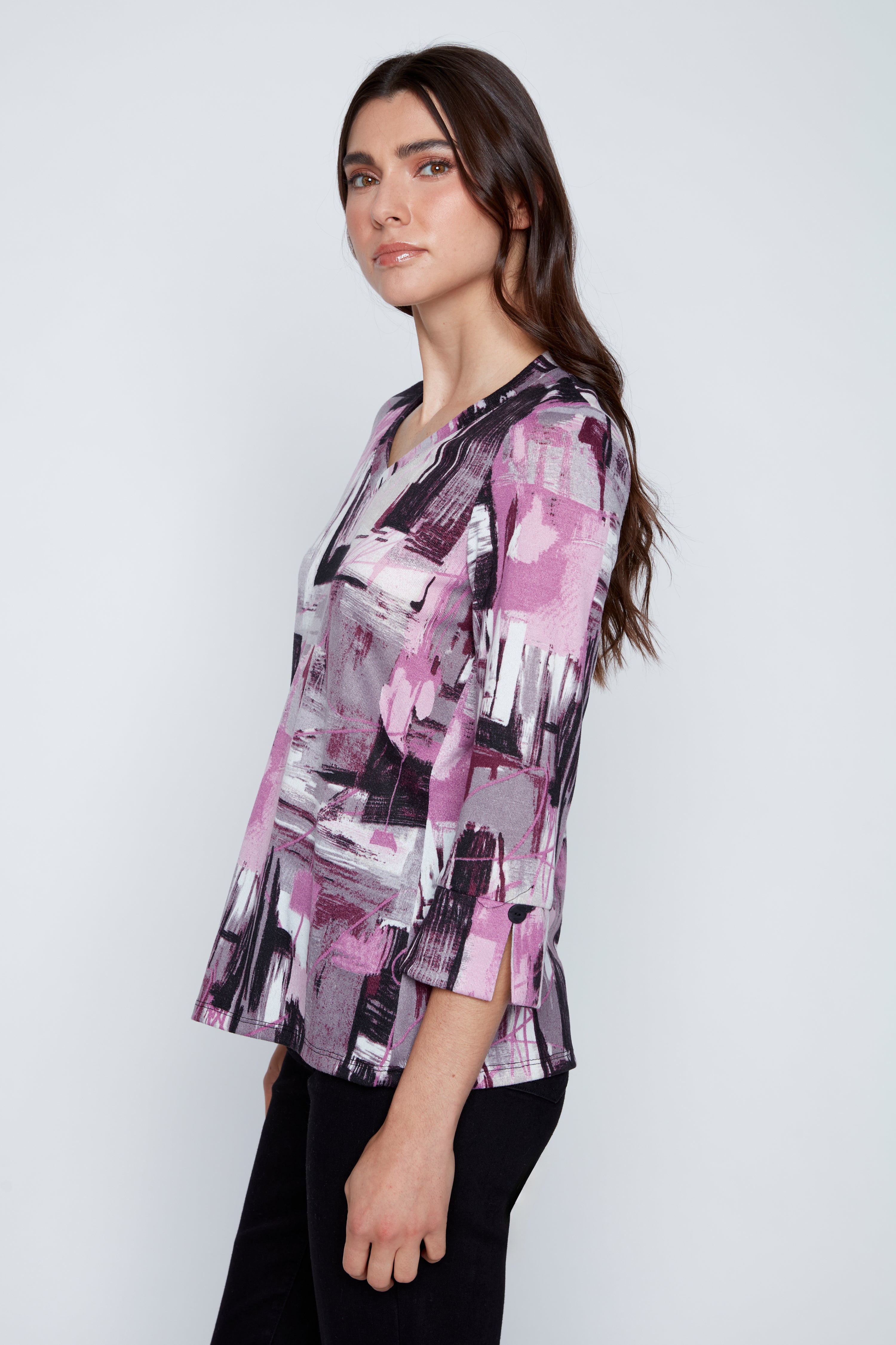 Printed sweater knit top