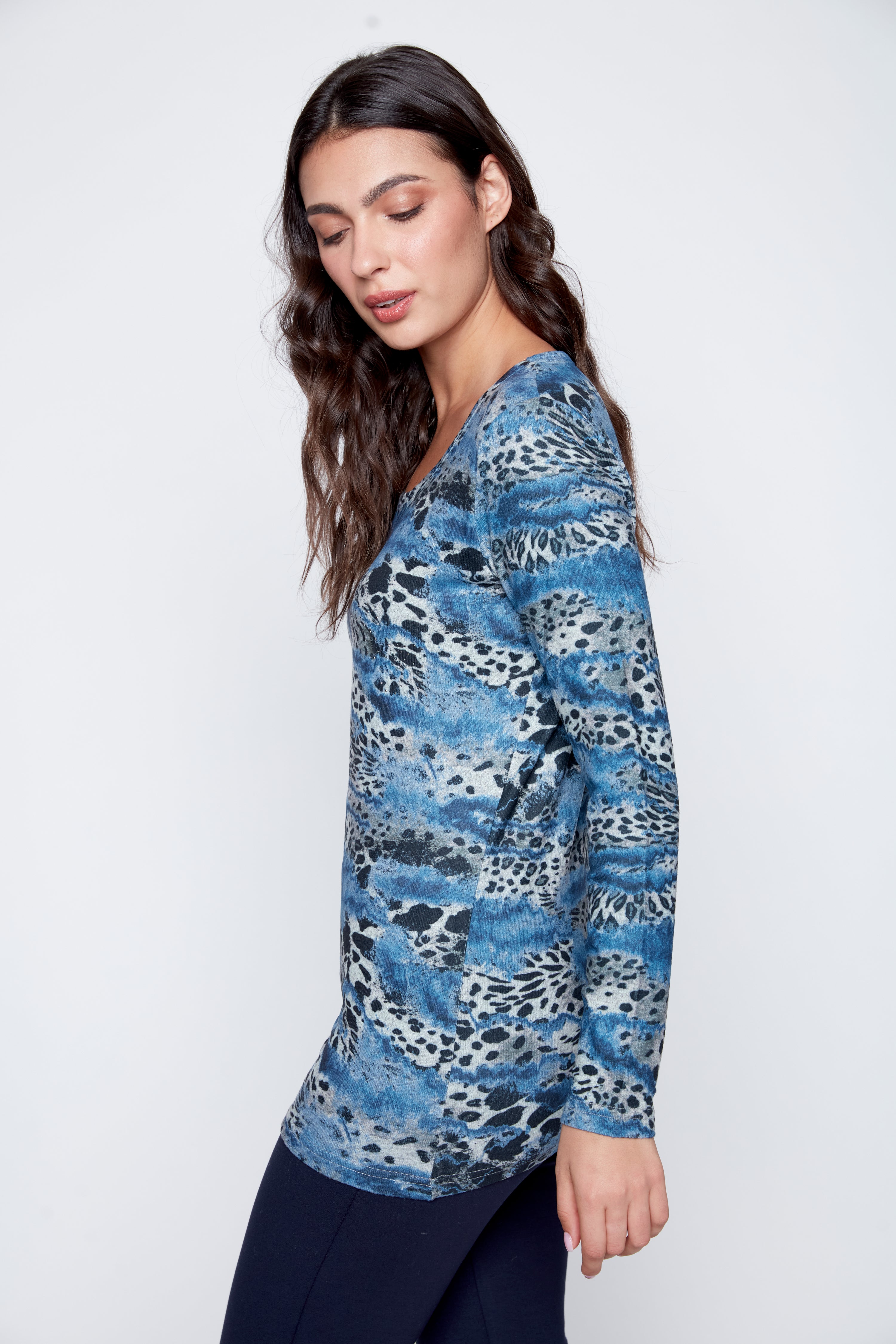 Animal print knit top