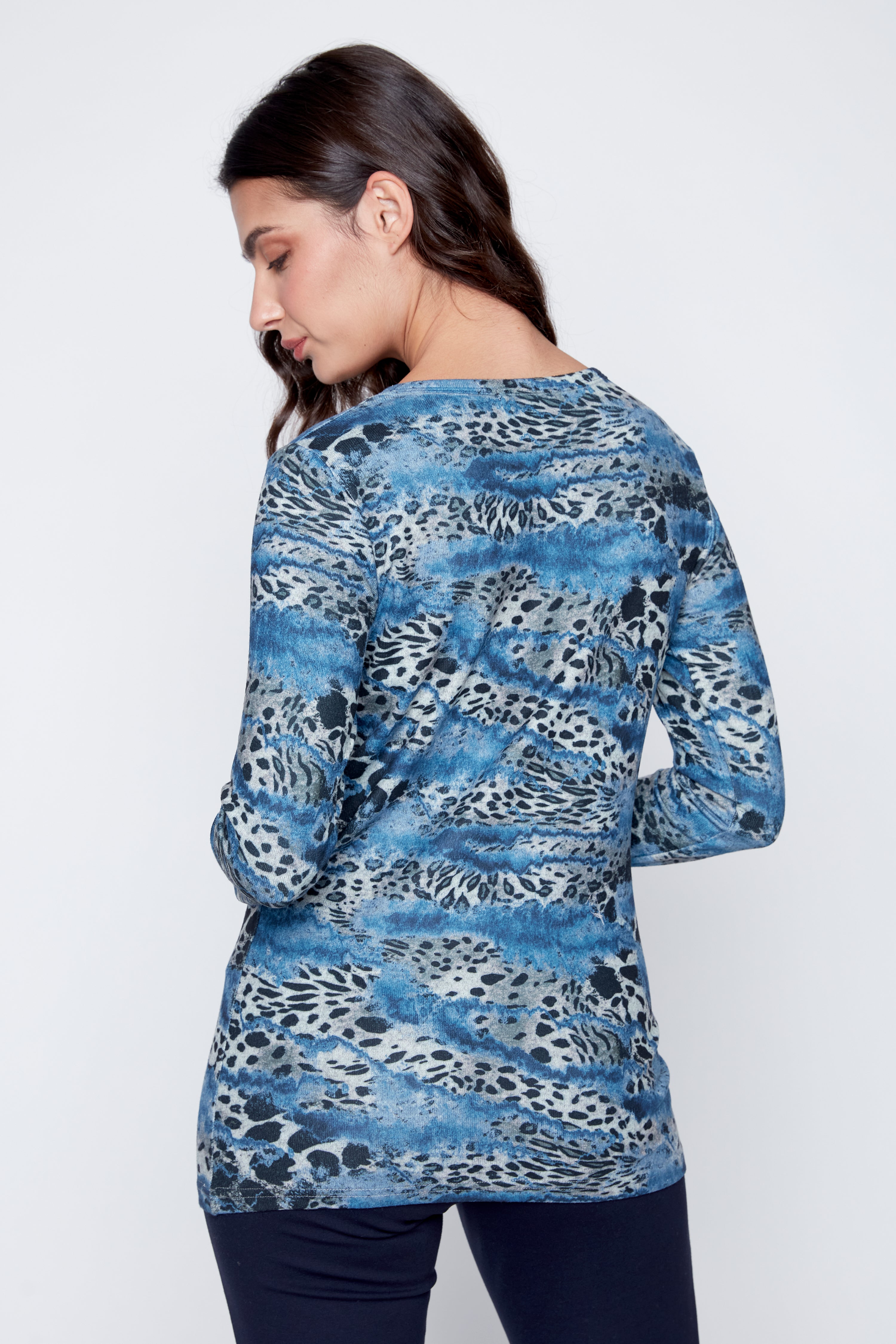 Animal print knit top