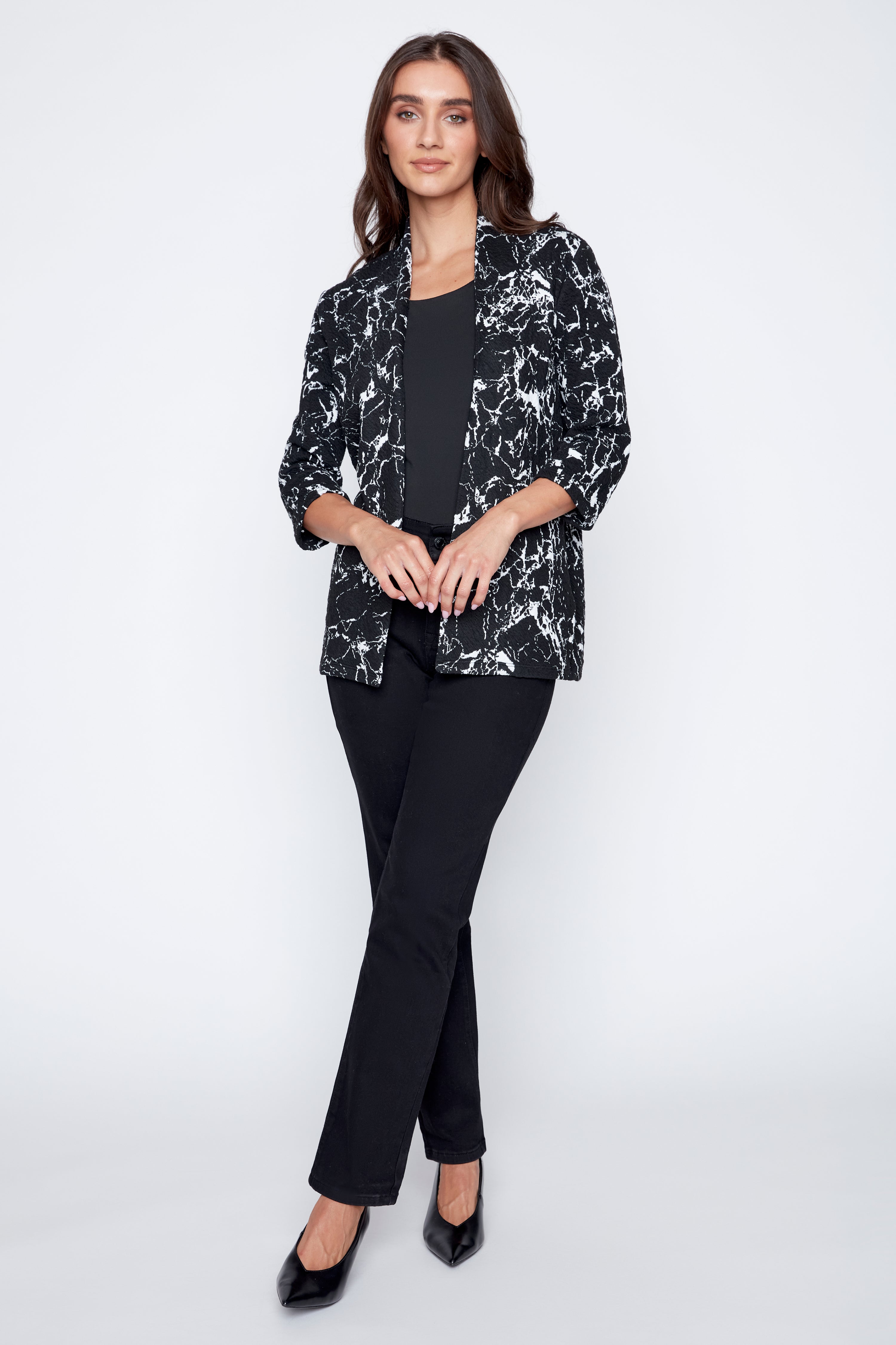 Jacquard knit cardigan