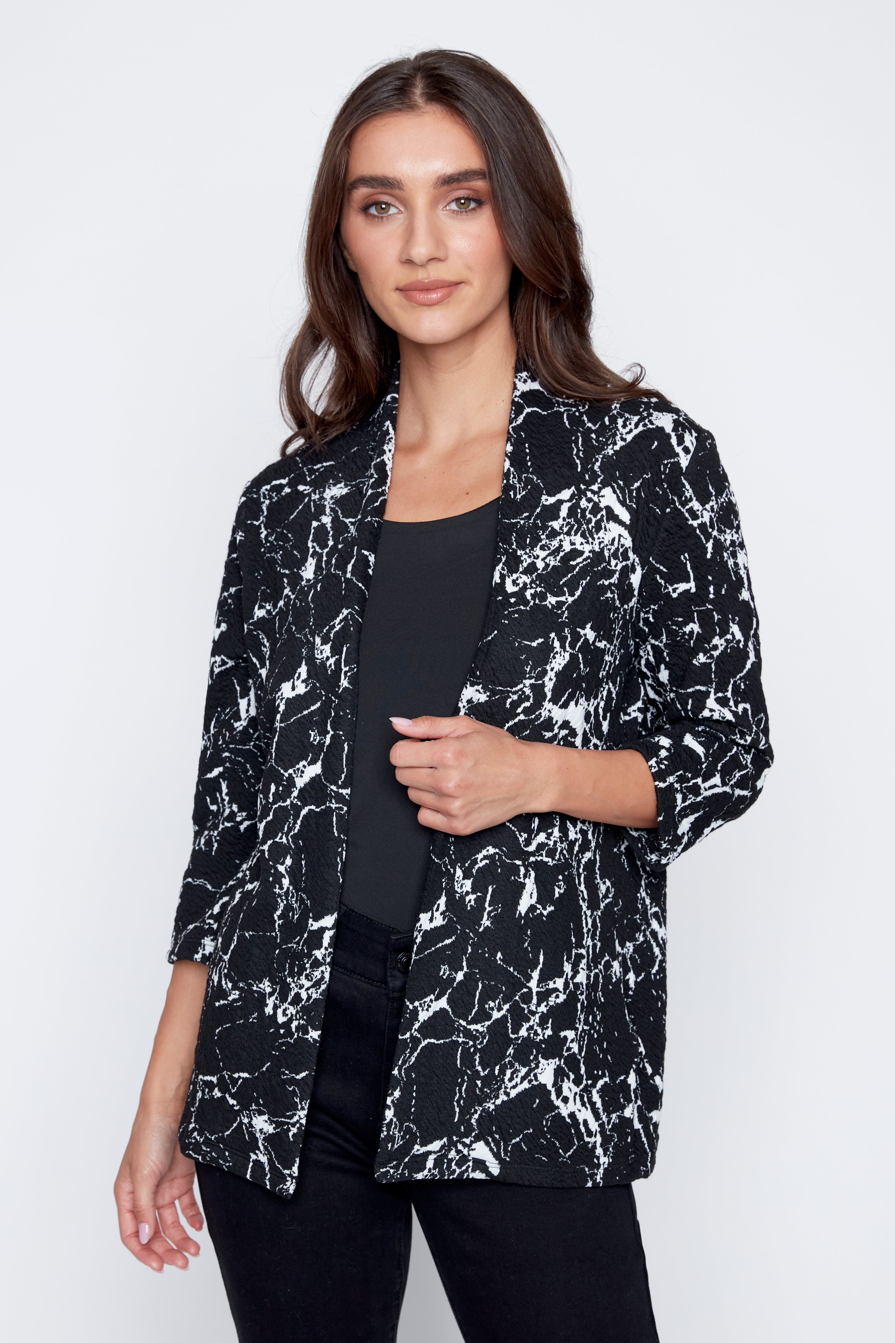 Jacquard knit cardigan