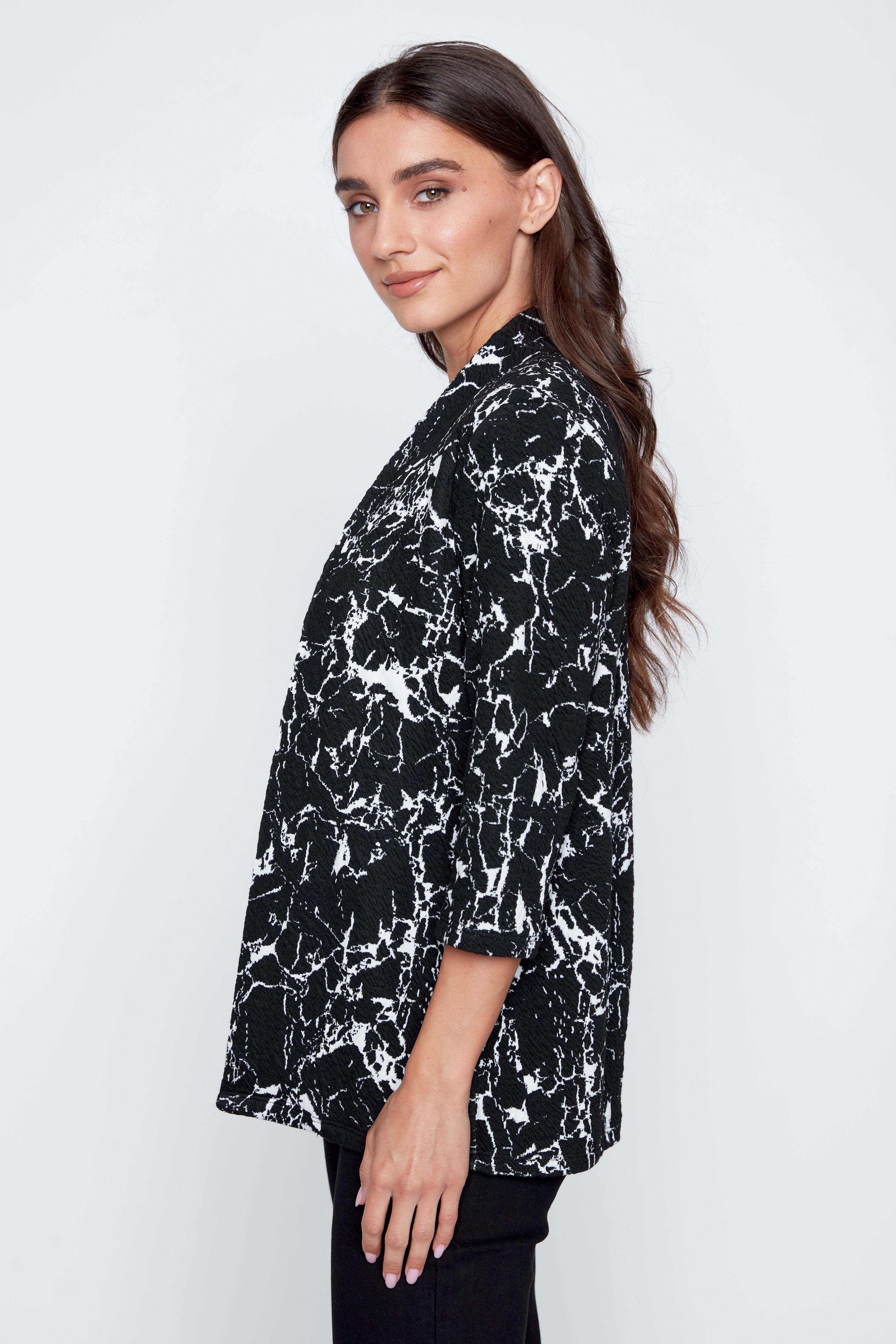 Jacquard knit cardigan