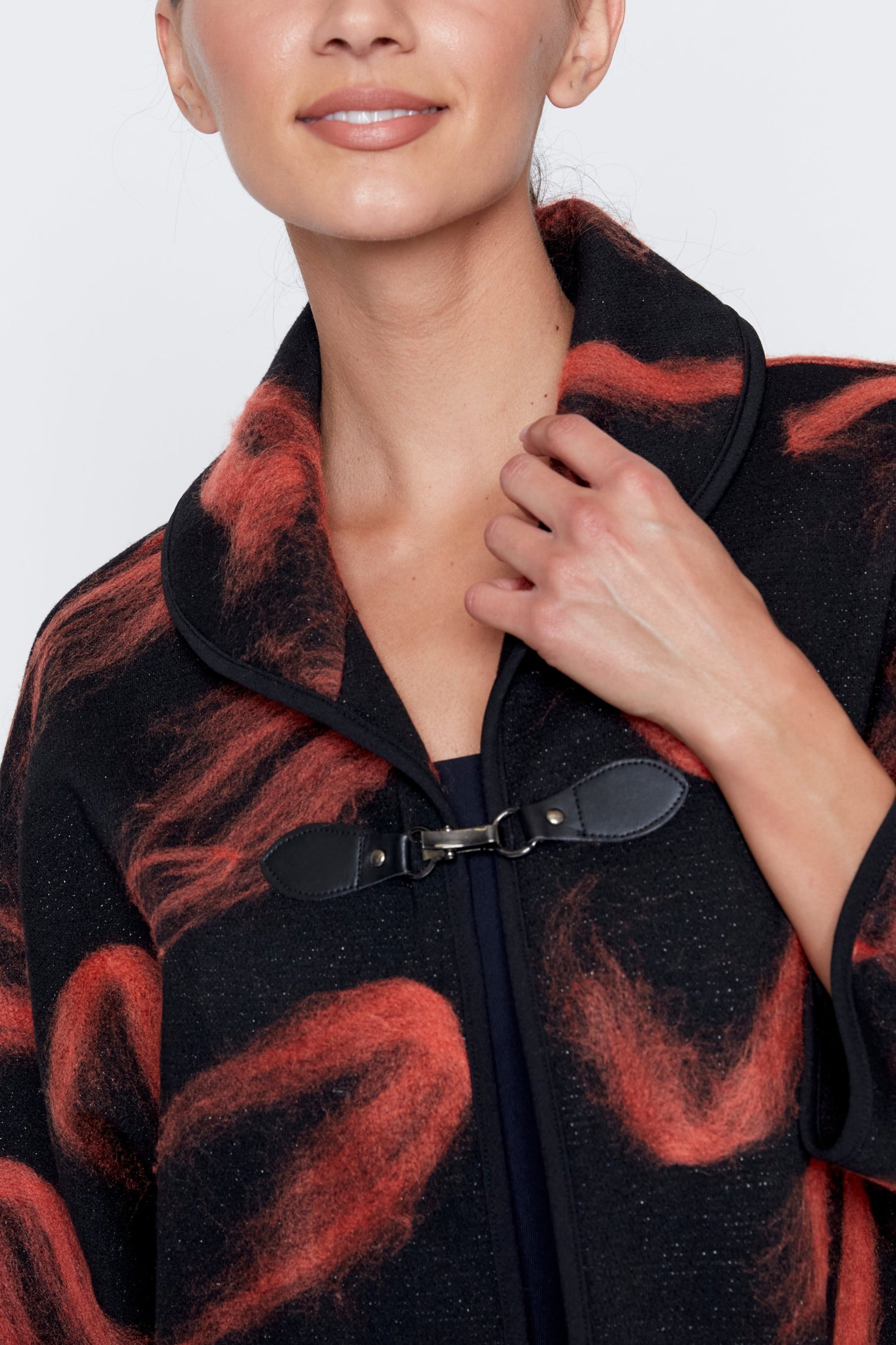 Fuzzy jacquard knit jacket