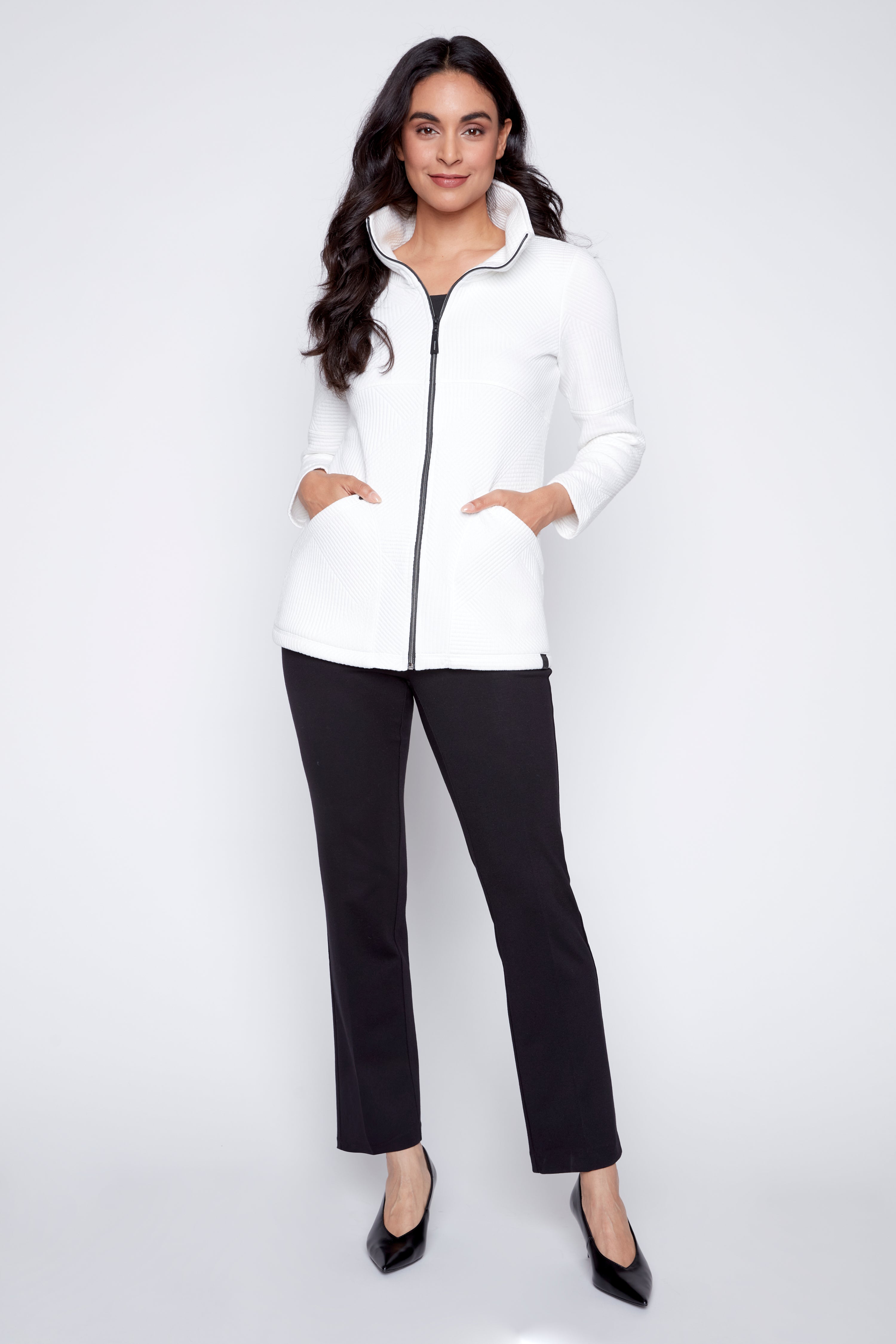 Jacquard zip front jacket