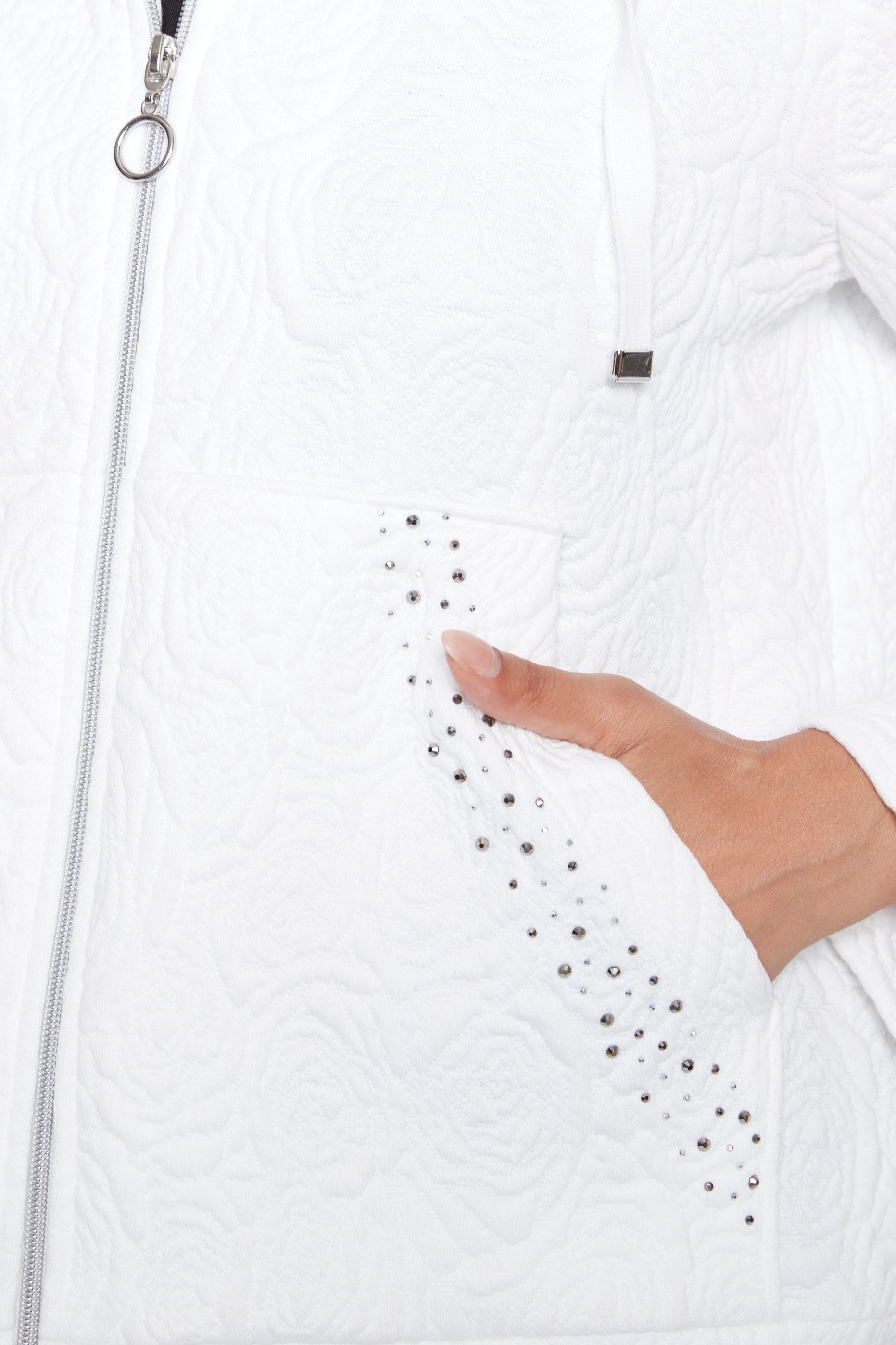 Jacquard jacket with rhinestone detail