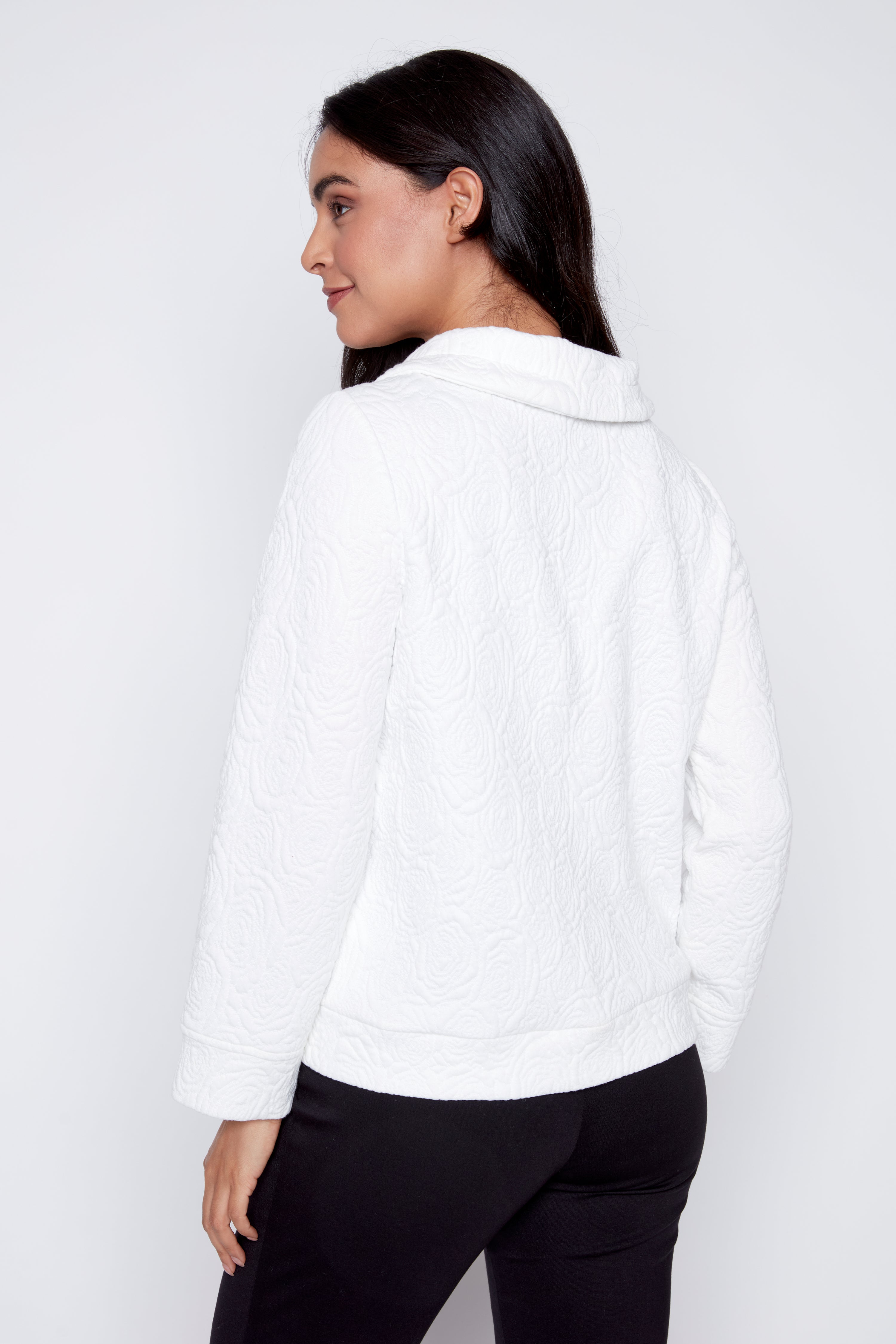 Jacquard jacket with rhinestone detail